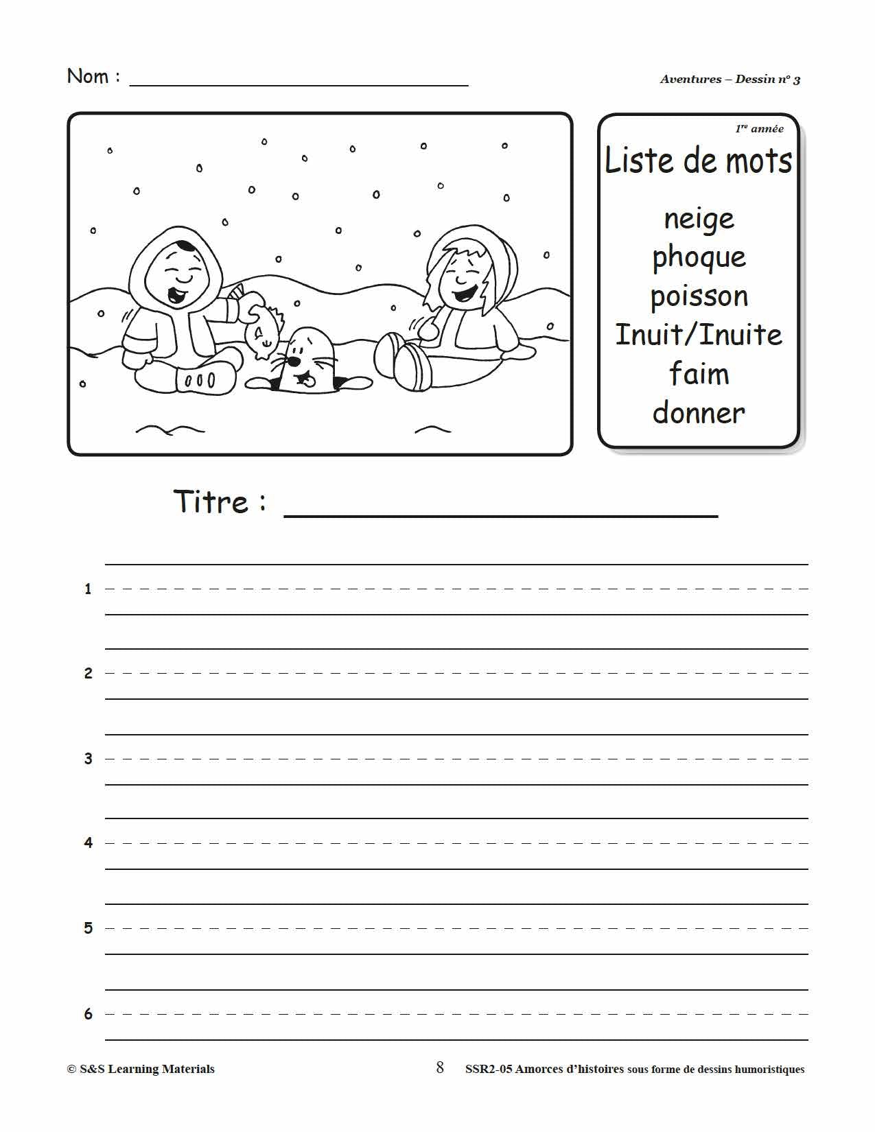 Amorces d'histoires dessins humoristiques 1e à 3e année