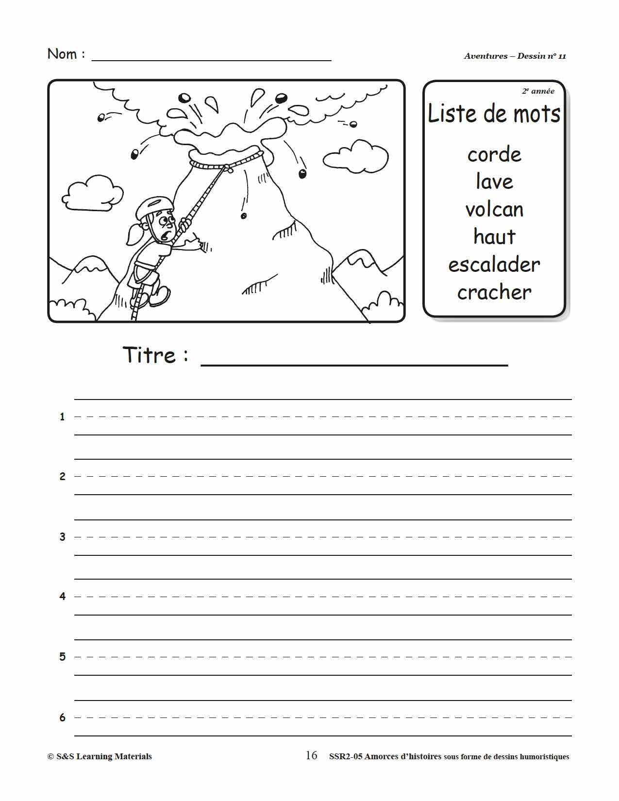 Amorces d'histoires dessins humoristiques 1e à 3e année