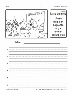 Amorces d'histoires dessins humoristiques 1e à 3e année