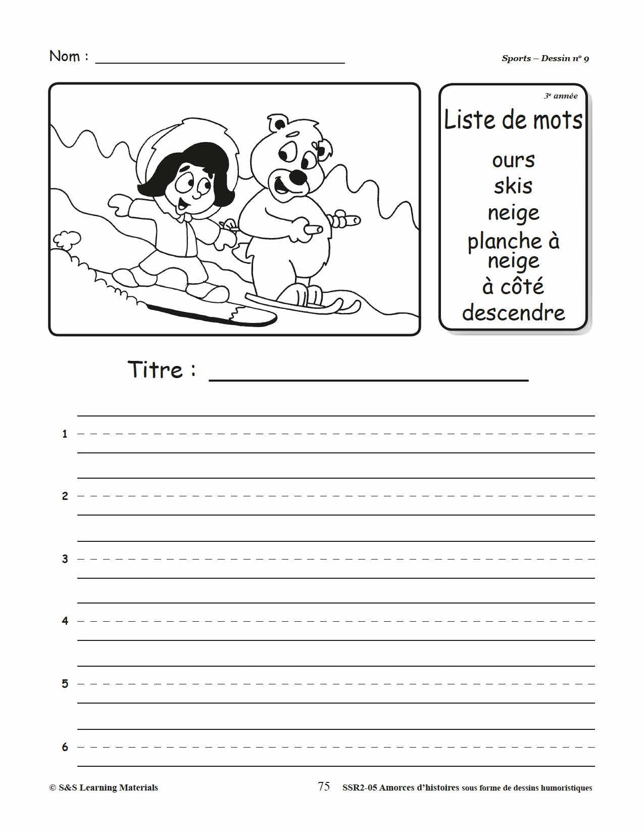 Amorces d'histoires dessins humoristiques 1e à 3e année