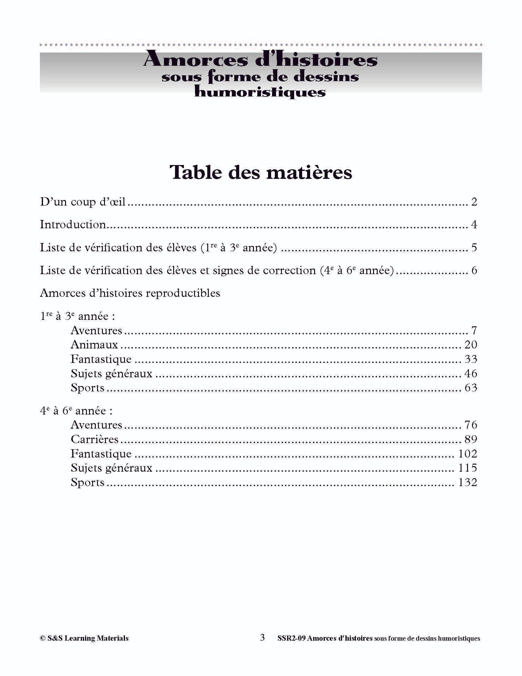 Amorces d'histoires Dessins Humoristiques 1e à 6e année