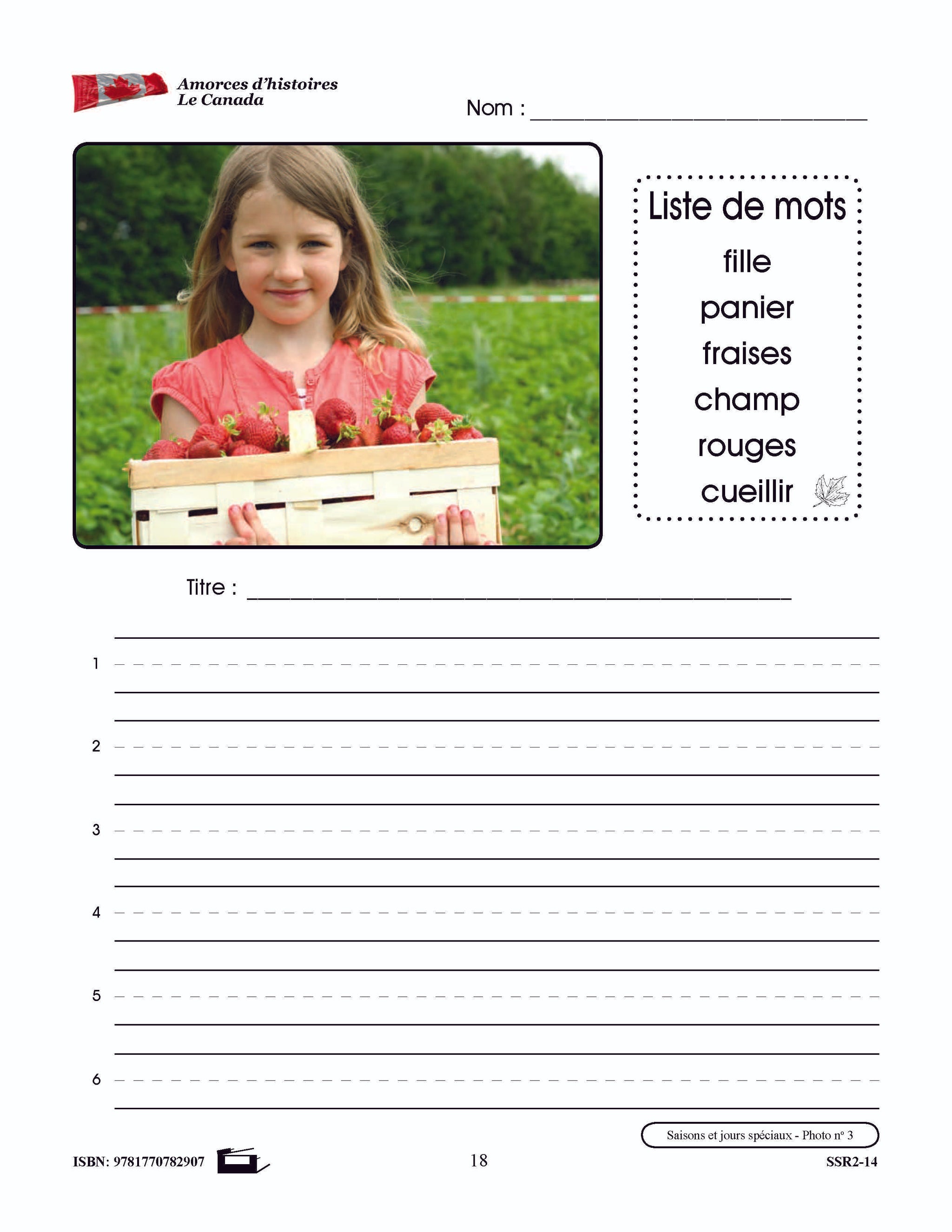 Amorces d'histoires le Canada 1e à 3e année