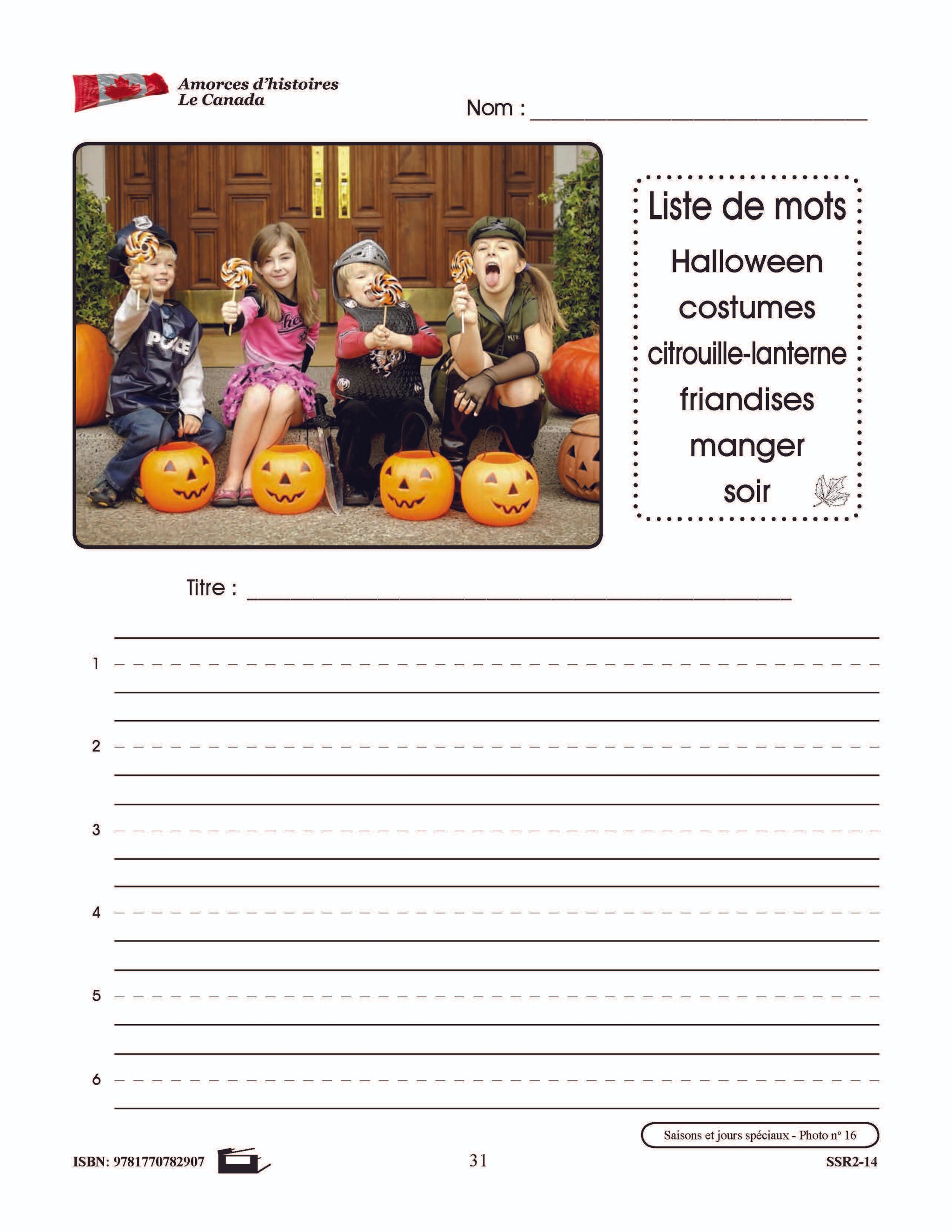 Amorces d'histoires le Canada 1e à 3e année