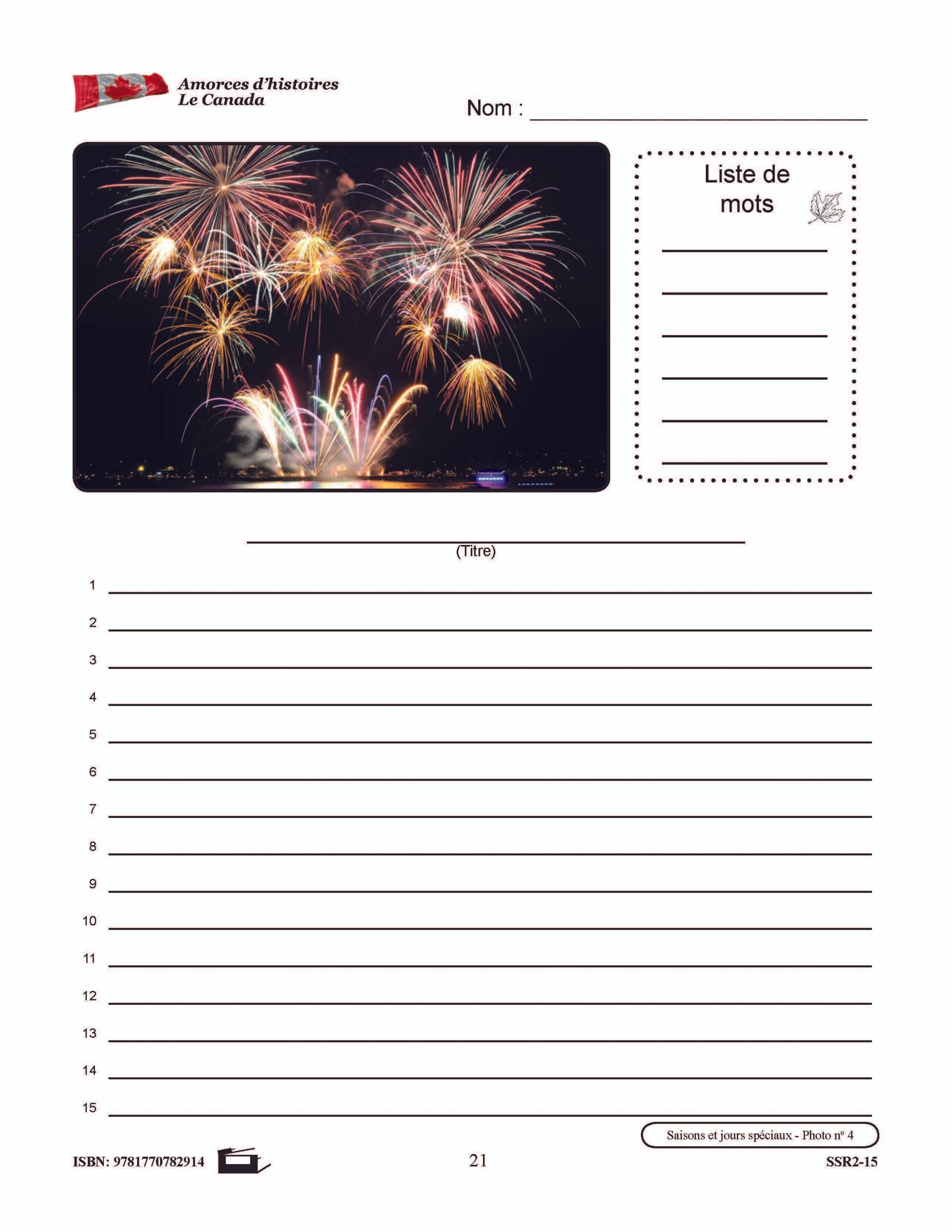 Amorces d'histoires le Canada 4e à 6e année