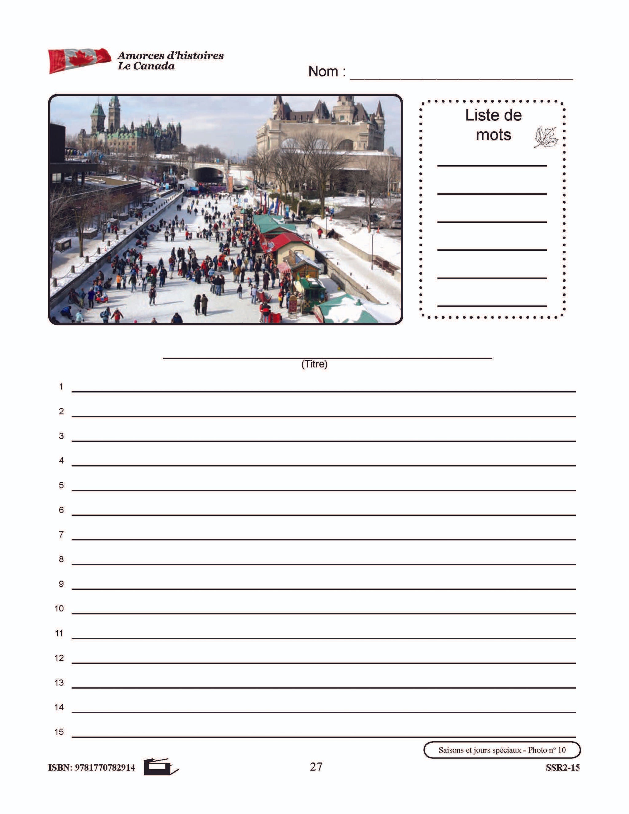 Amorces d'histoires le Canada 4e à 6e année