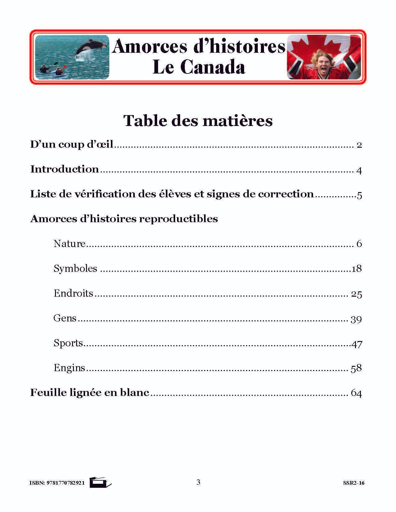 Amorces d'histoires le Canada 7e à 8e année