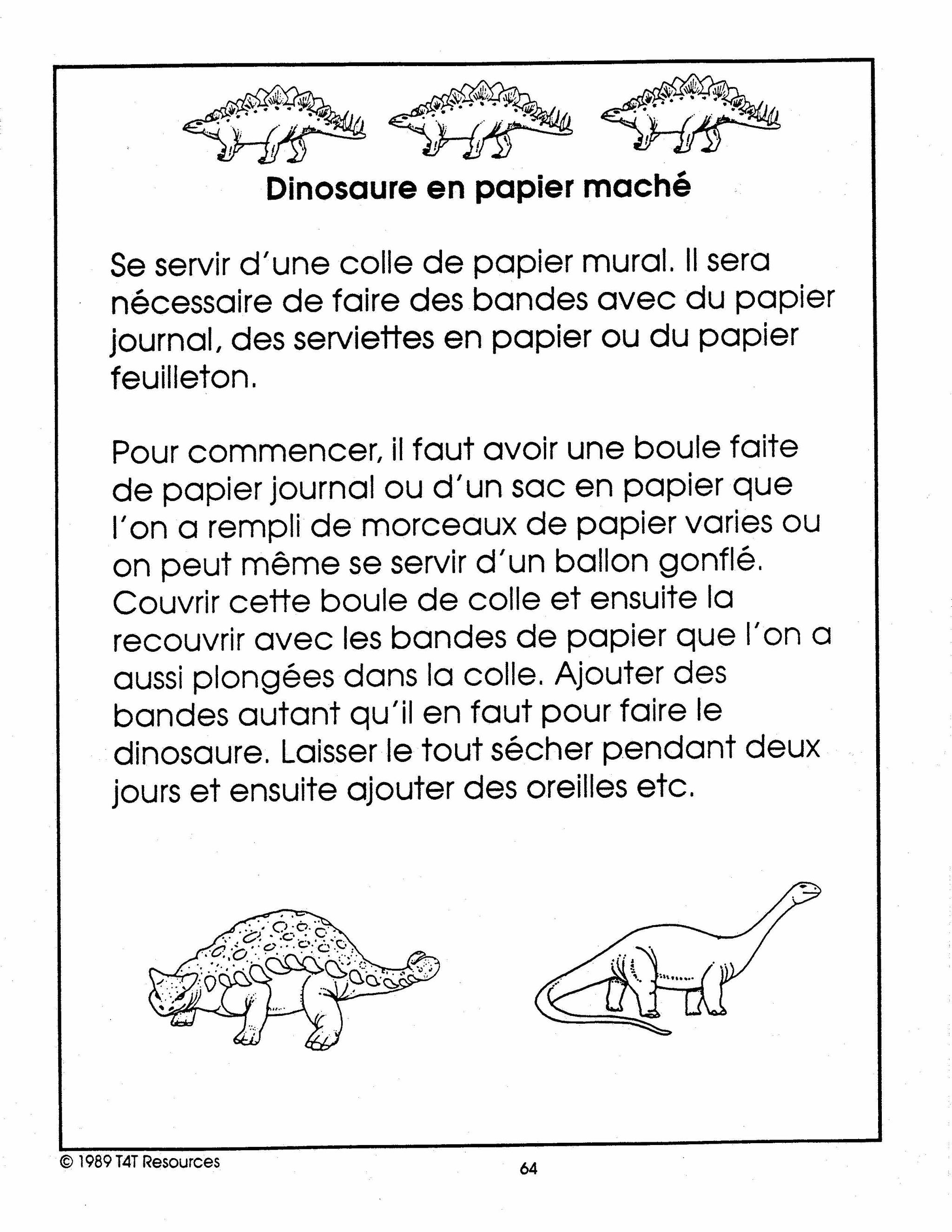 Les Dinosaures Unité thématique - Jardin d'enfants
