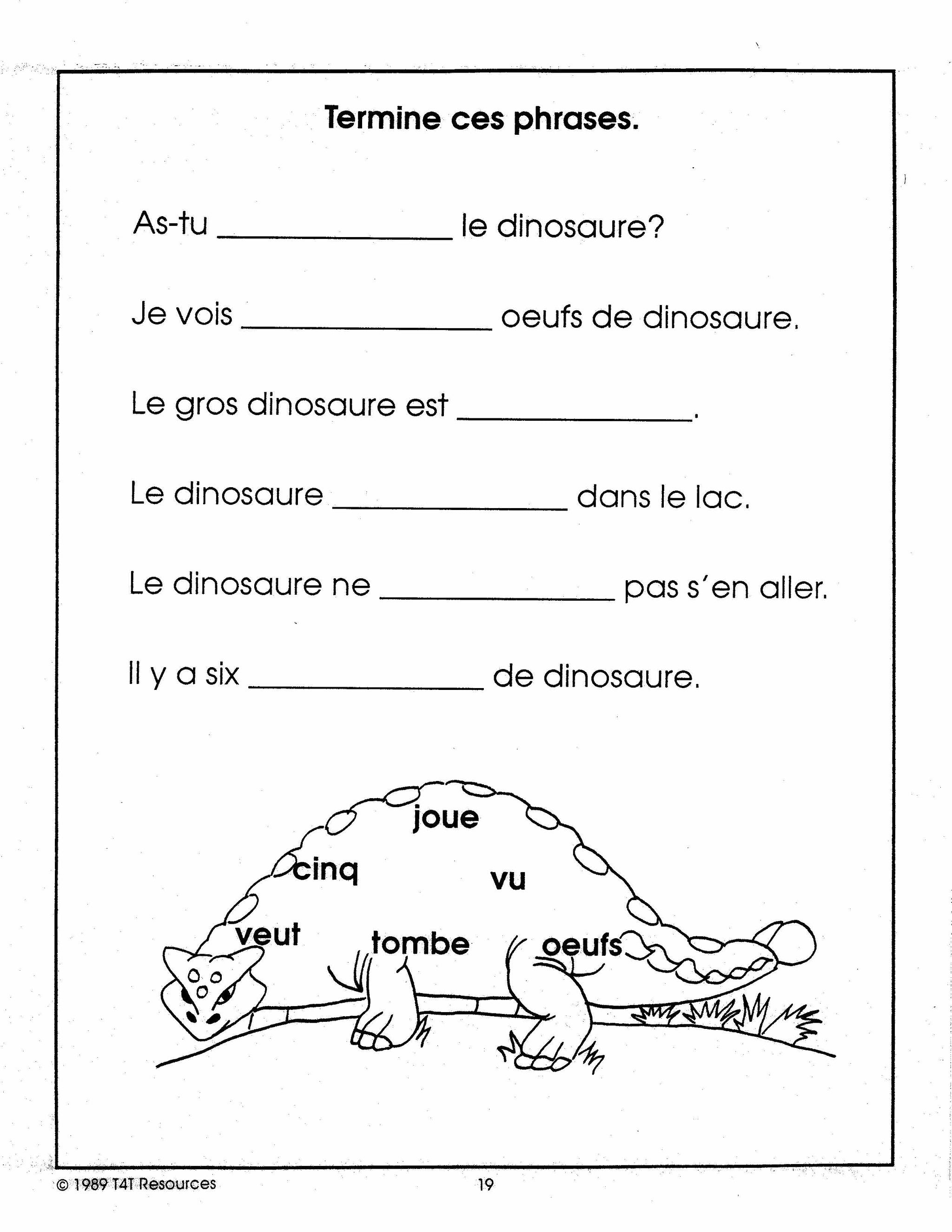 Les Dinosaures Unité thématique Premiere Année