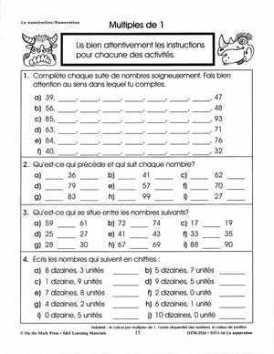 La numération/Numeration: An English and French Workbook Grades 1-3/1e à 3e année