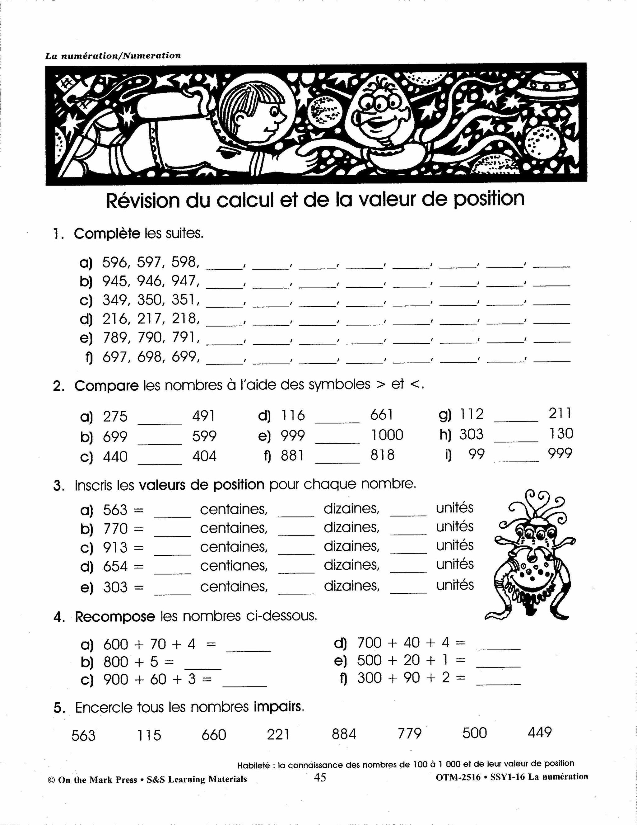 La numération/Numeration: An English and French Workbook Grades 1-3/1e à 3e année