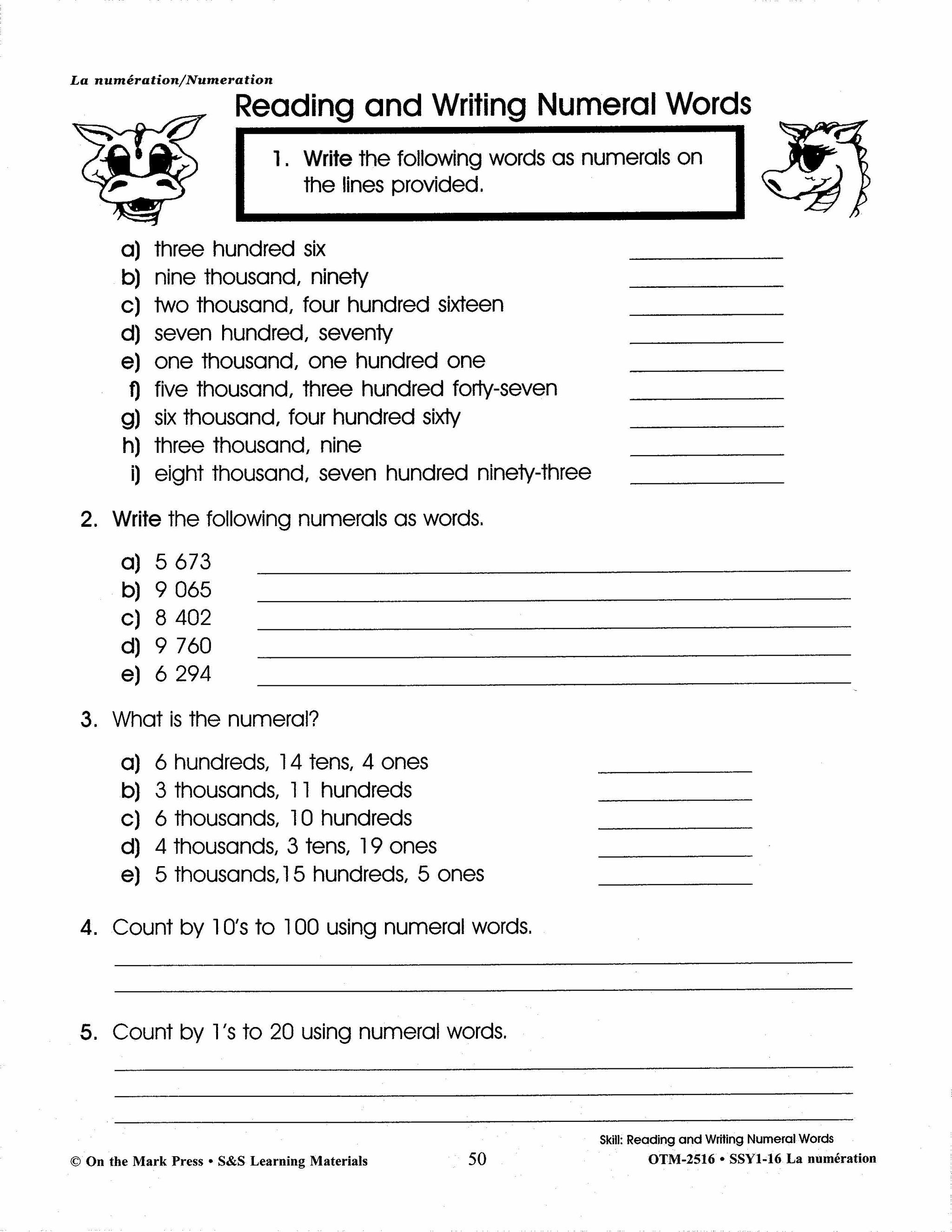 La numération/Numeration: An English and French Workbook Grades 1-3/1e à 3e année