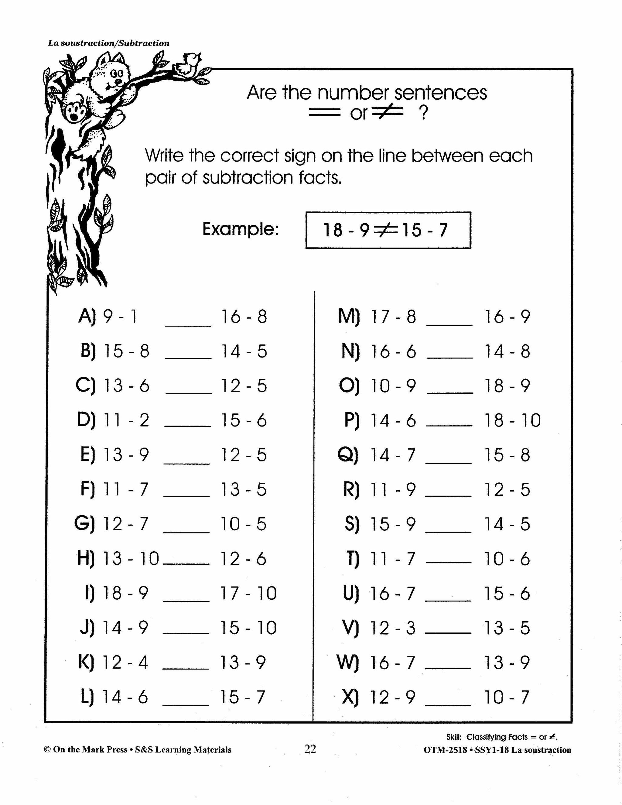 La soustraction/Subtraction: A French and English Workbook Grades 1-3/1e à 3e année