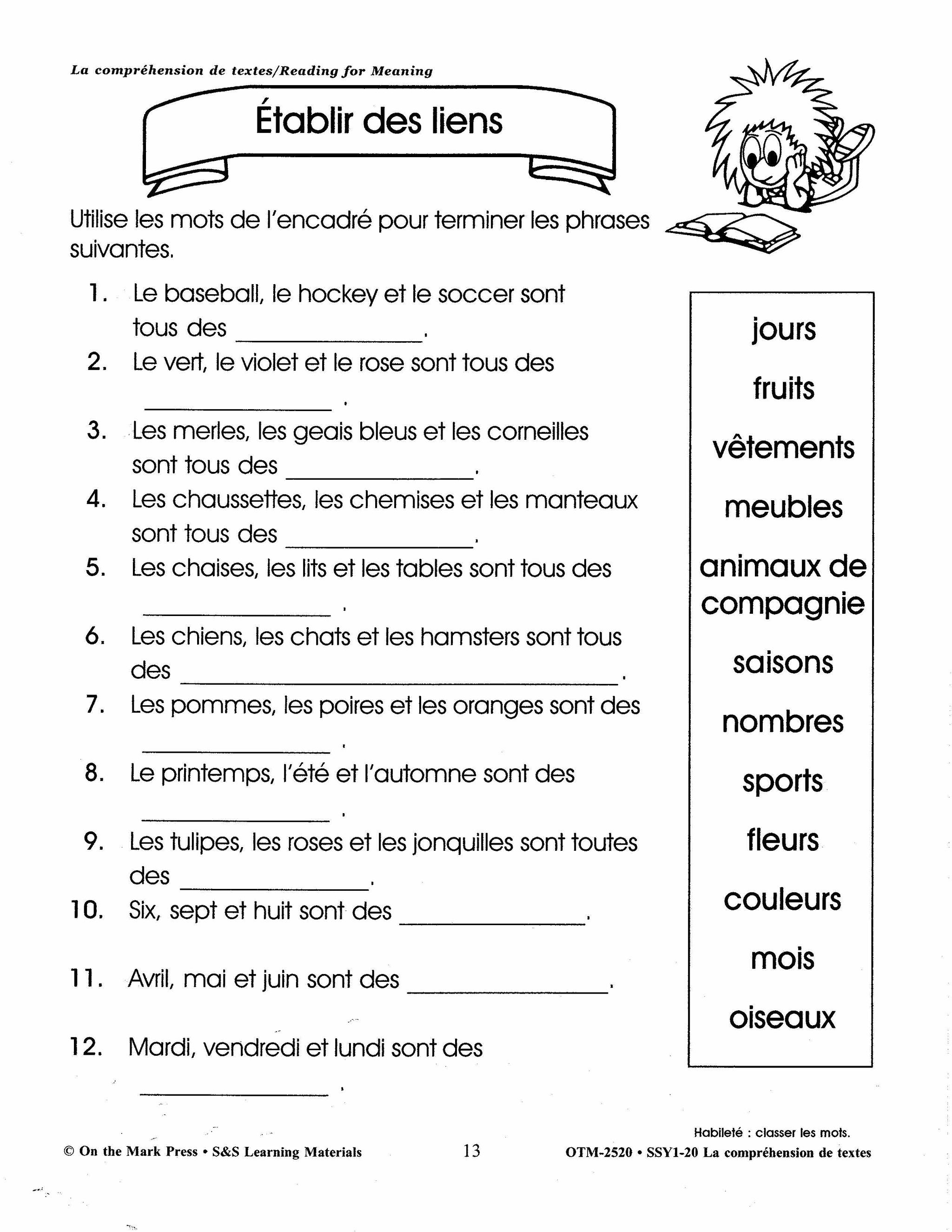 La compréhension de textes/Reading for Meaning - A French and English Workbook Grades 1e à 3e année