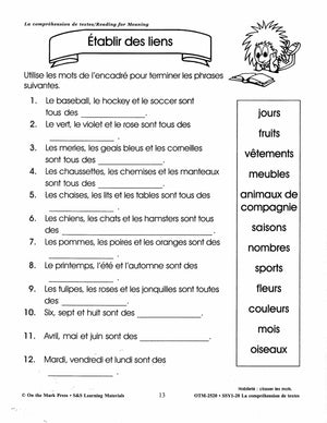 La compréhension de textes/Reading for Meaning - A French and English Workbook Grades 1e à 3e année