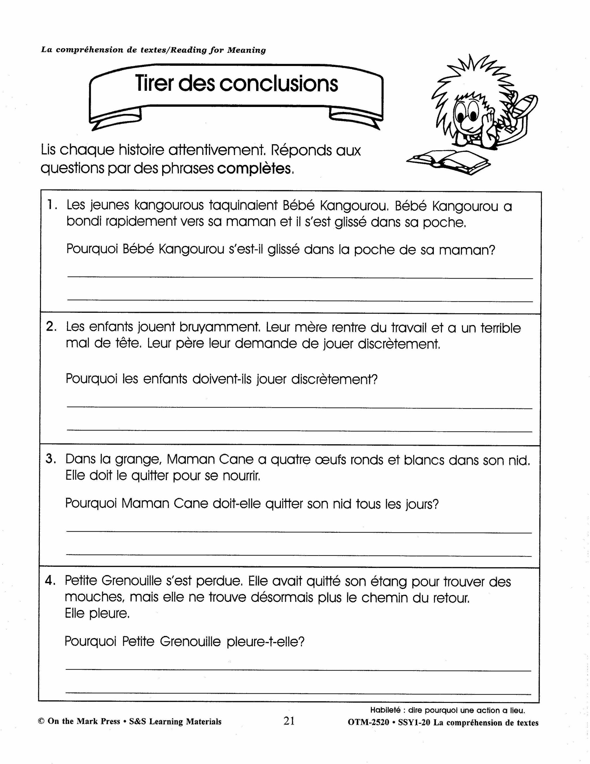 La compréhension de textes/Reading for Meaning - A French and English Workbook Grades 1e à 3e année