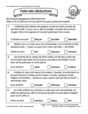 La compréhension de textes/Reading for Meaning - A French and English Workbook Grades 1e à 3e année