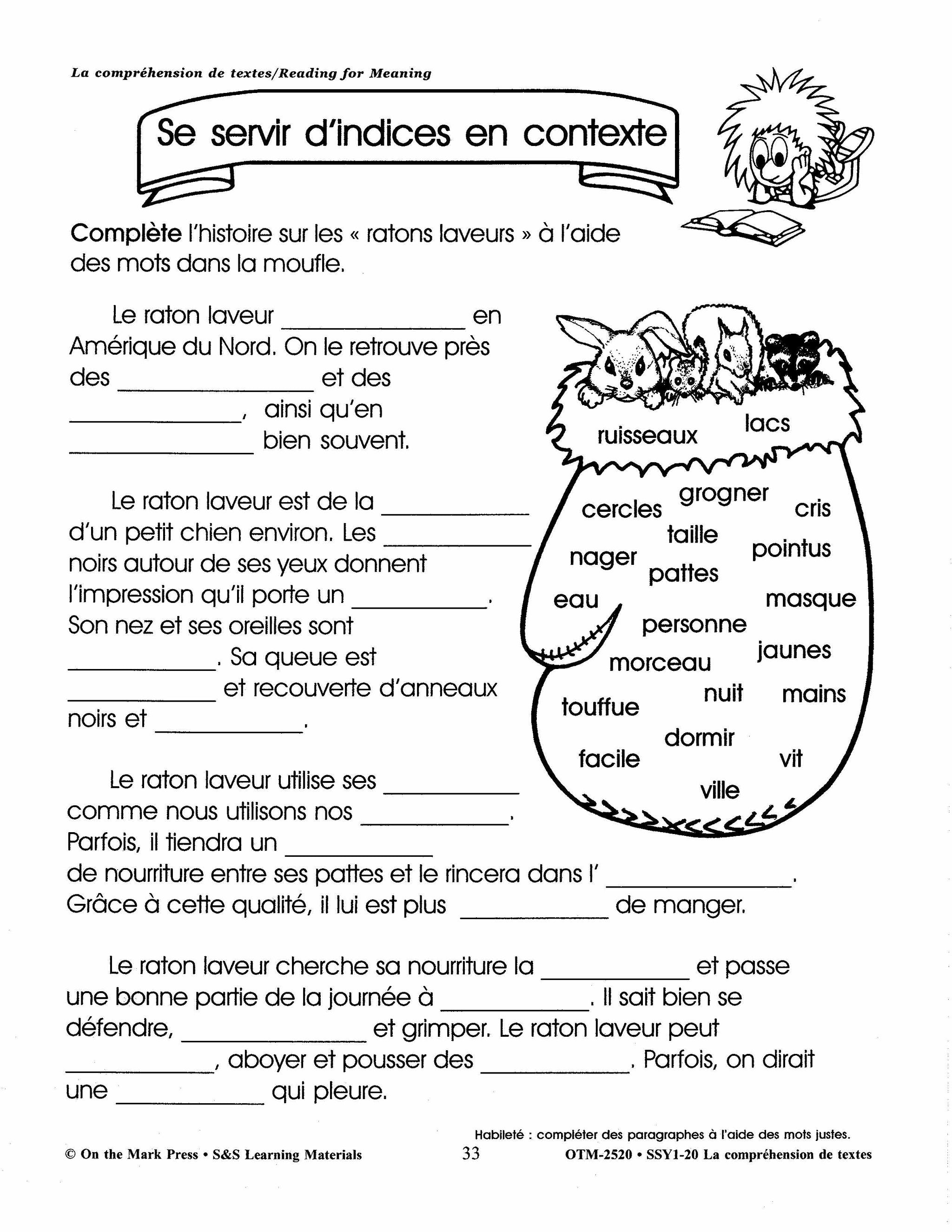 La compréhension de textes/Reading for Meaning - A French and English Workbook Grades 1e à 3e année