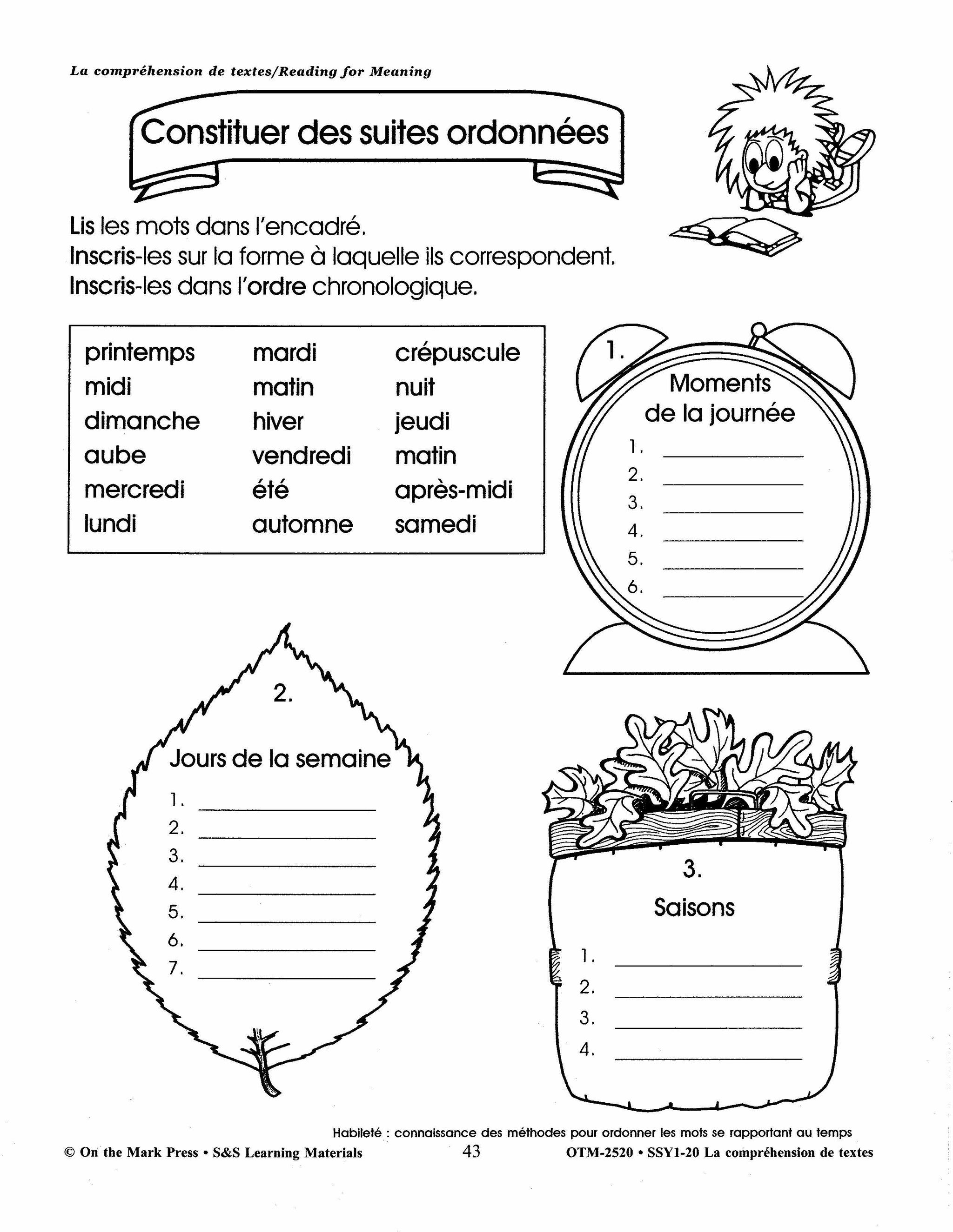 La compréhension de textes/Reading for Meaning - A French and English Workbook Grades 1e à 3e année