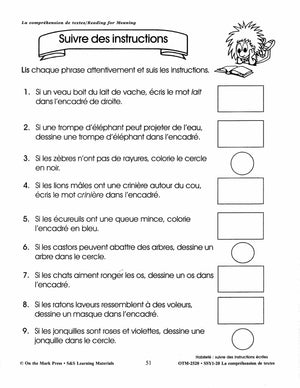 La compréhension de textes/Reading for Meaning - A French and English Workbook Grades 1e à 3e année