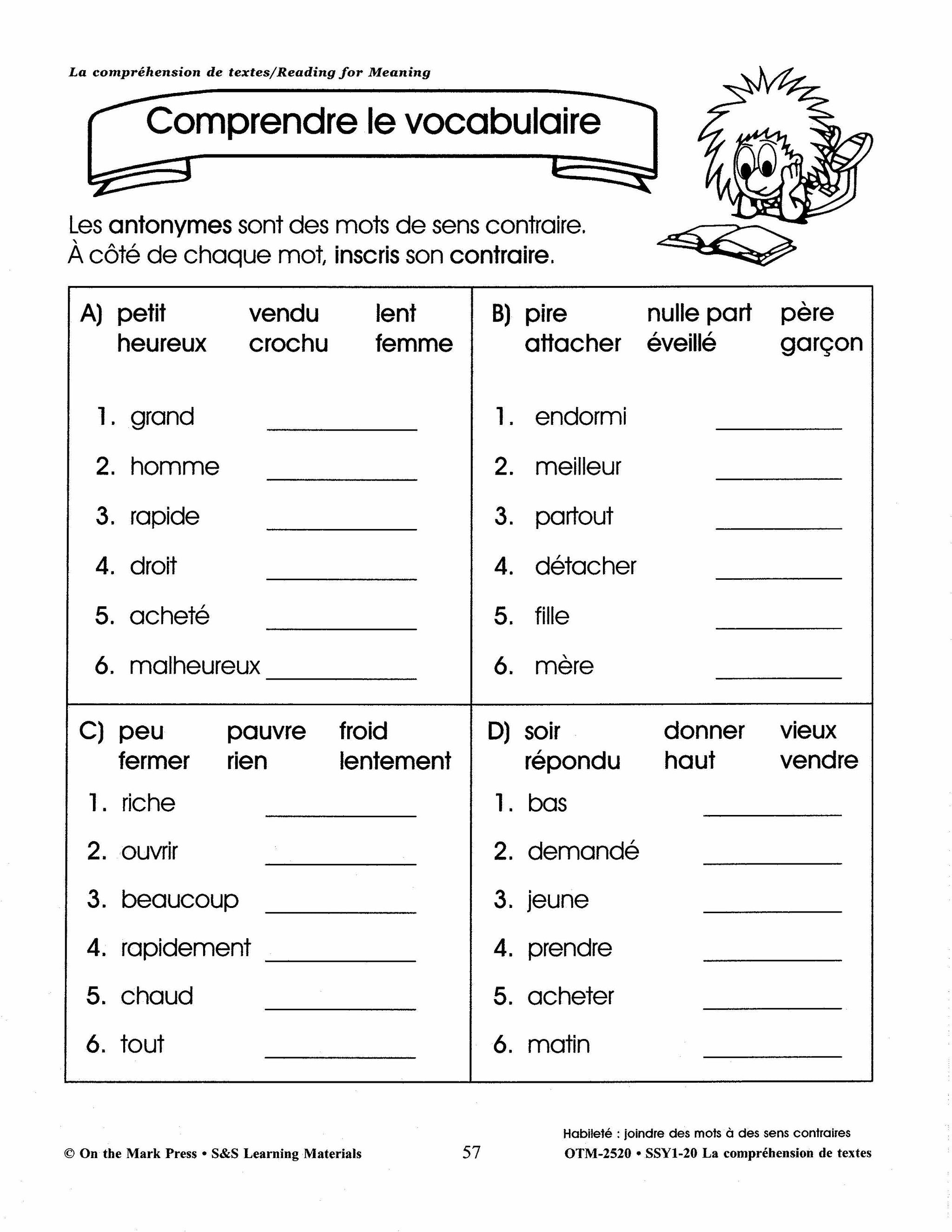 La compréhension de textes/Reading for Meaning - A French and English Workbook Grades 1e à 3e année