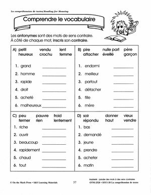 La compréhension de textes/Reading for Meaning - A French and English Workbook Grades 1e à 3e année