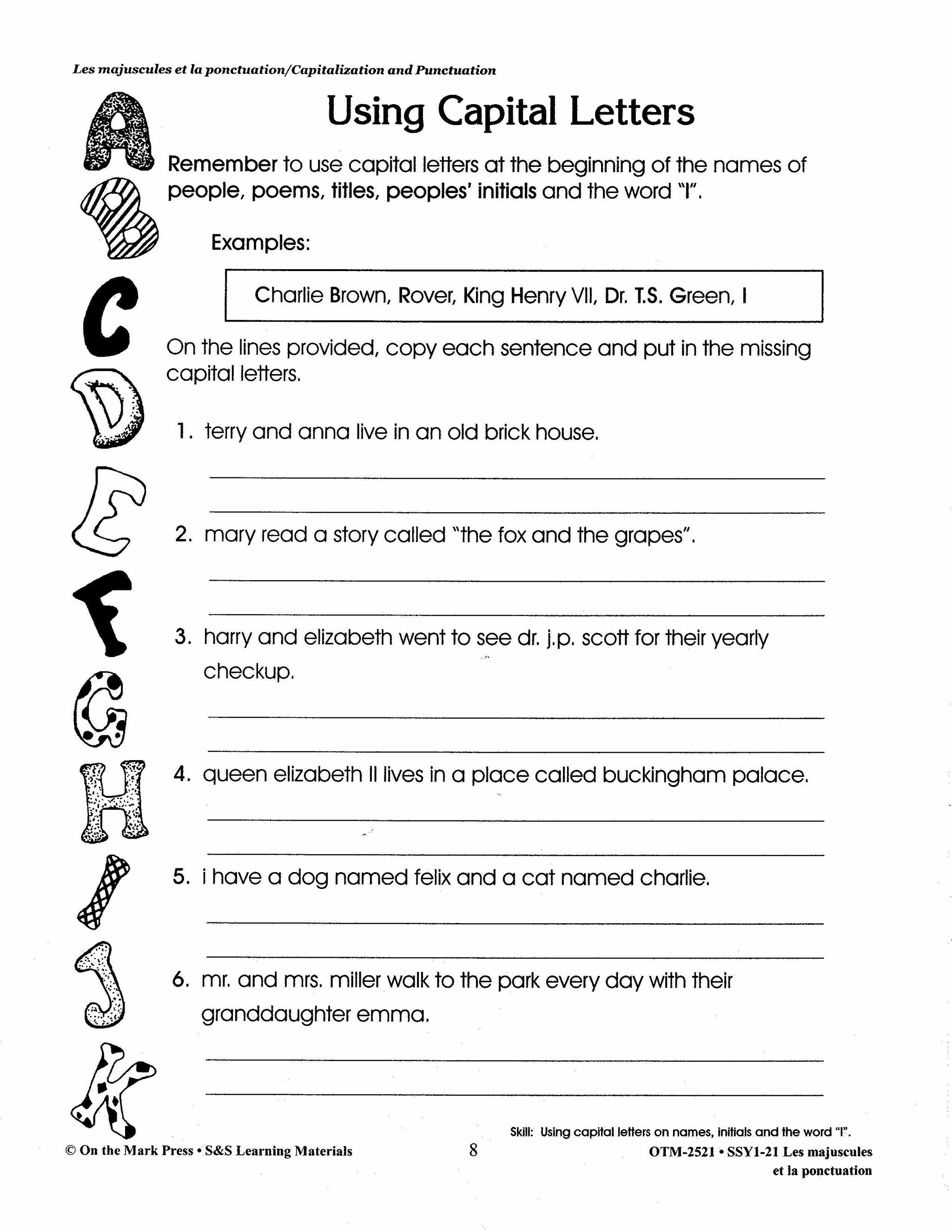Les majuscules et la ponctuation: Capitalization & Punctuation: A French and English Workbook, 1e à 3e année