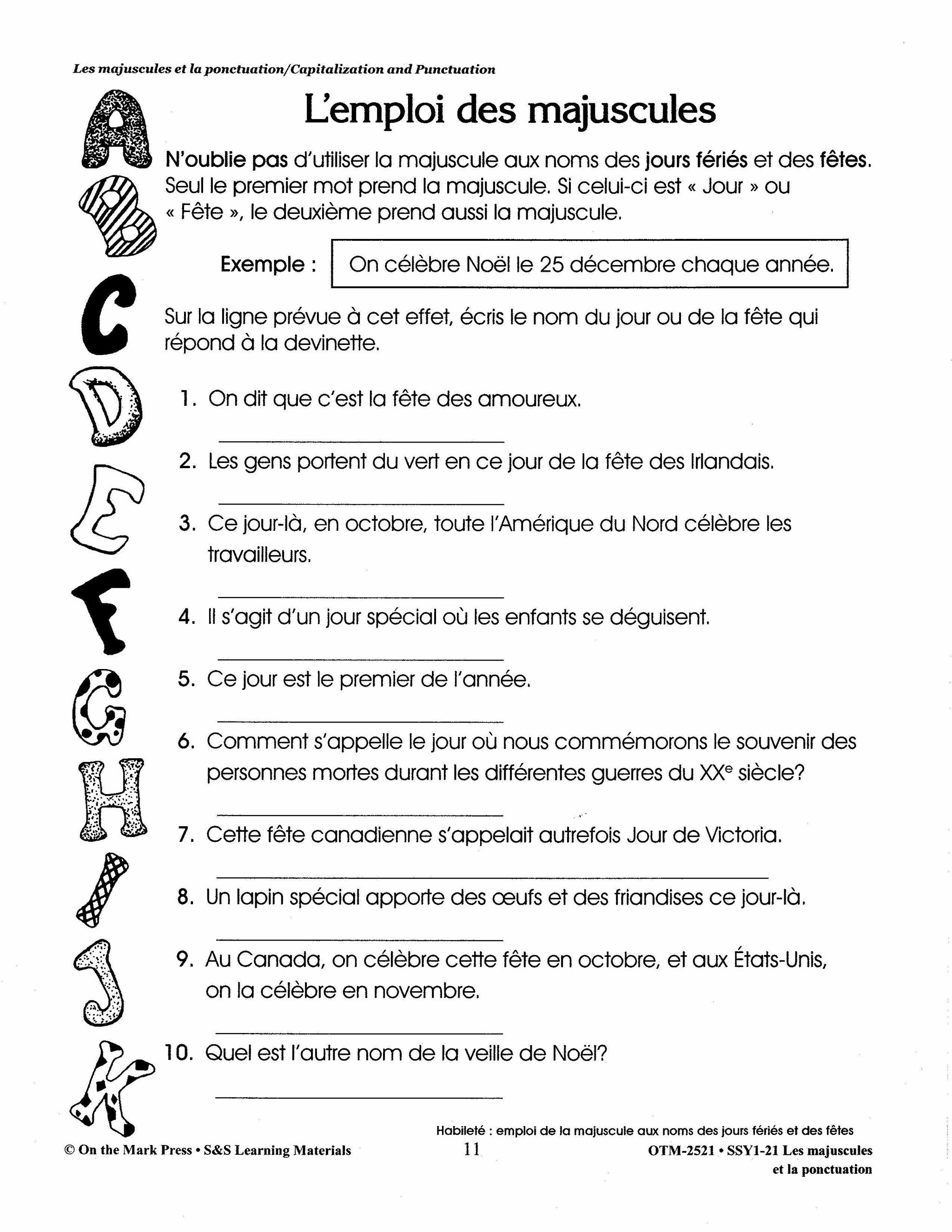 Les majuscules et la ponctuation: Capitalization & Punctuation: A French and English Workbook, 1e à 3e année