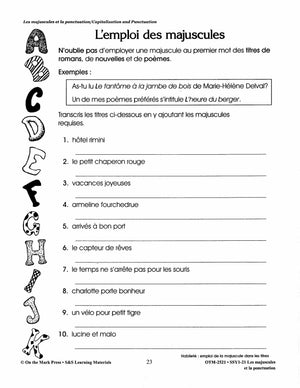 Les majuscules et la ponctuation: Capitalization & Punctuation: A French and English Workbook, 1e à 3e année