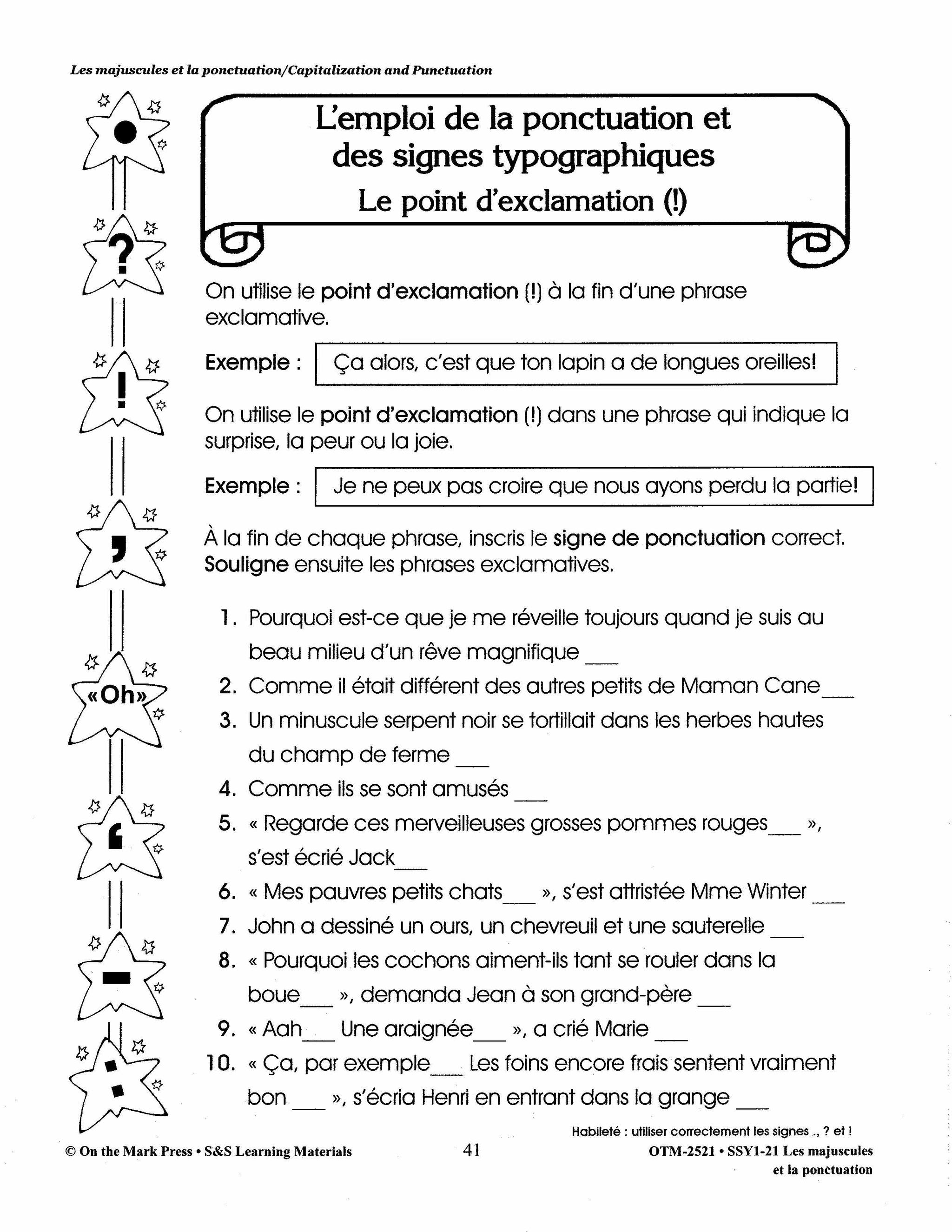 Les majuscules et la ponctuation: Capitalization & Punctuation: A French and English Workbook, 1e à 3e année
