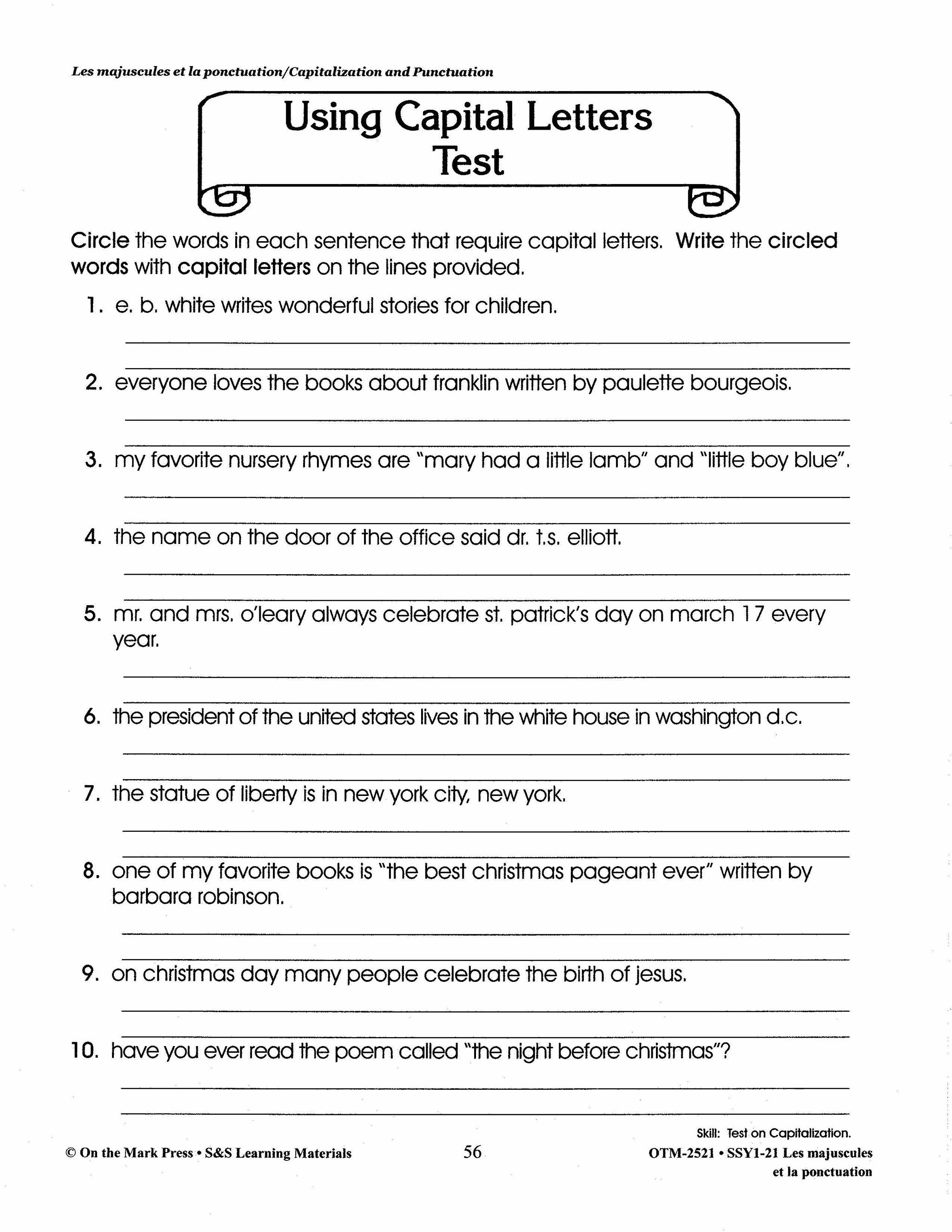 Les majuscules et la ponctuation: Capitalization & Punctuation: A French and English Workbook, 1e à 3e année