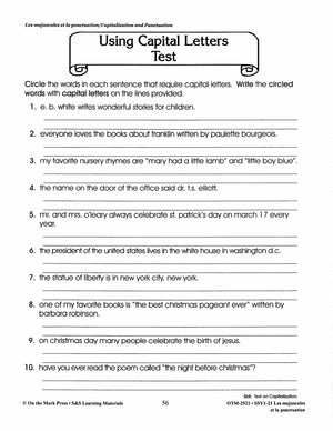 Les majuscules et la ponctuation: Capitalization & Punctuation: A French and English Workbook, 1e à 3e année