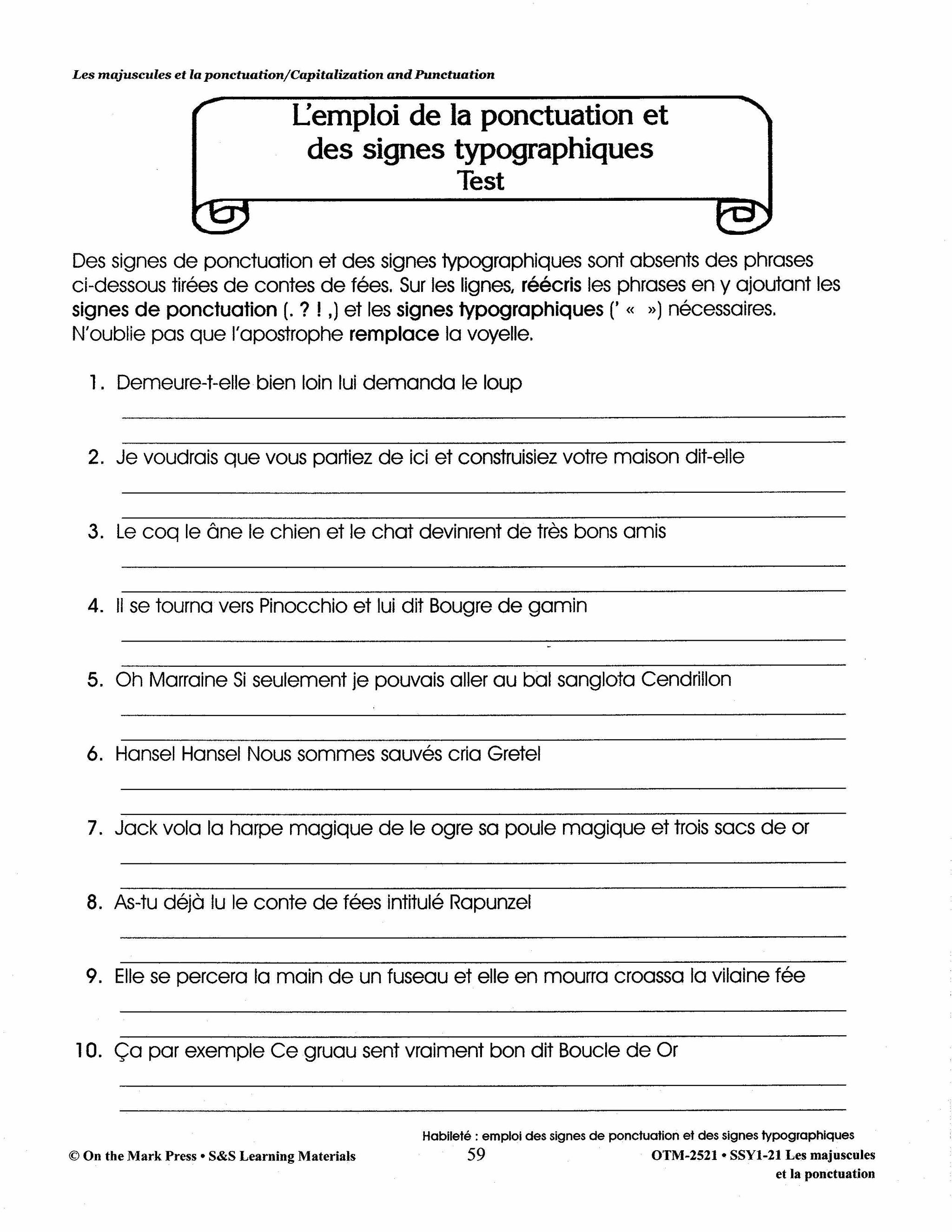 Les majuscules et la ponctuation: Capitalization & Punctuation: A French and English Workbook, 1e à 3e année