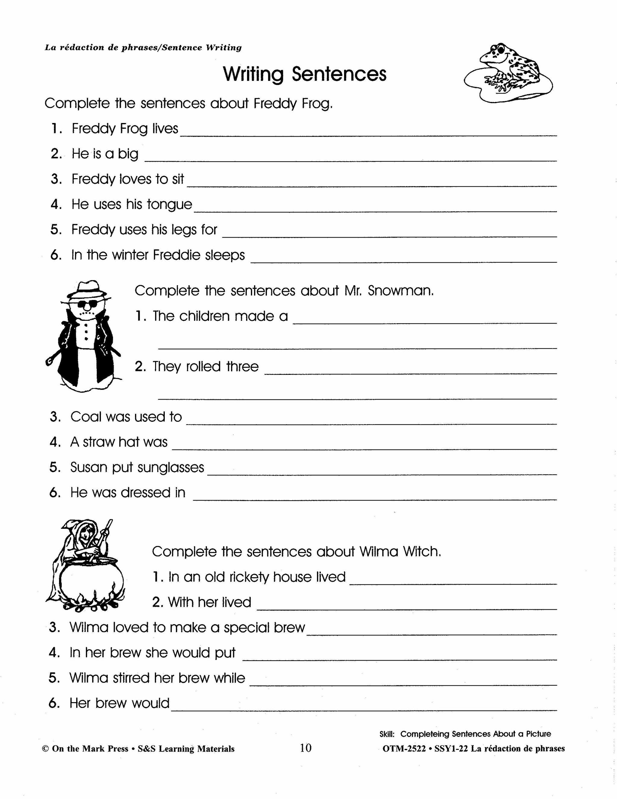 La rédaction de textes/Sentence Writing: A French and English Workbook Grades 1-3/1e à 3e année