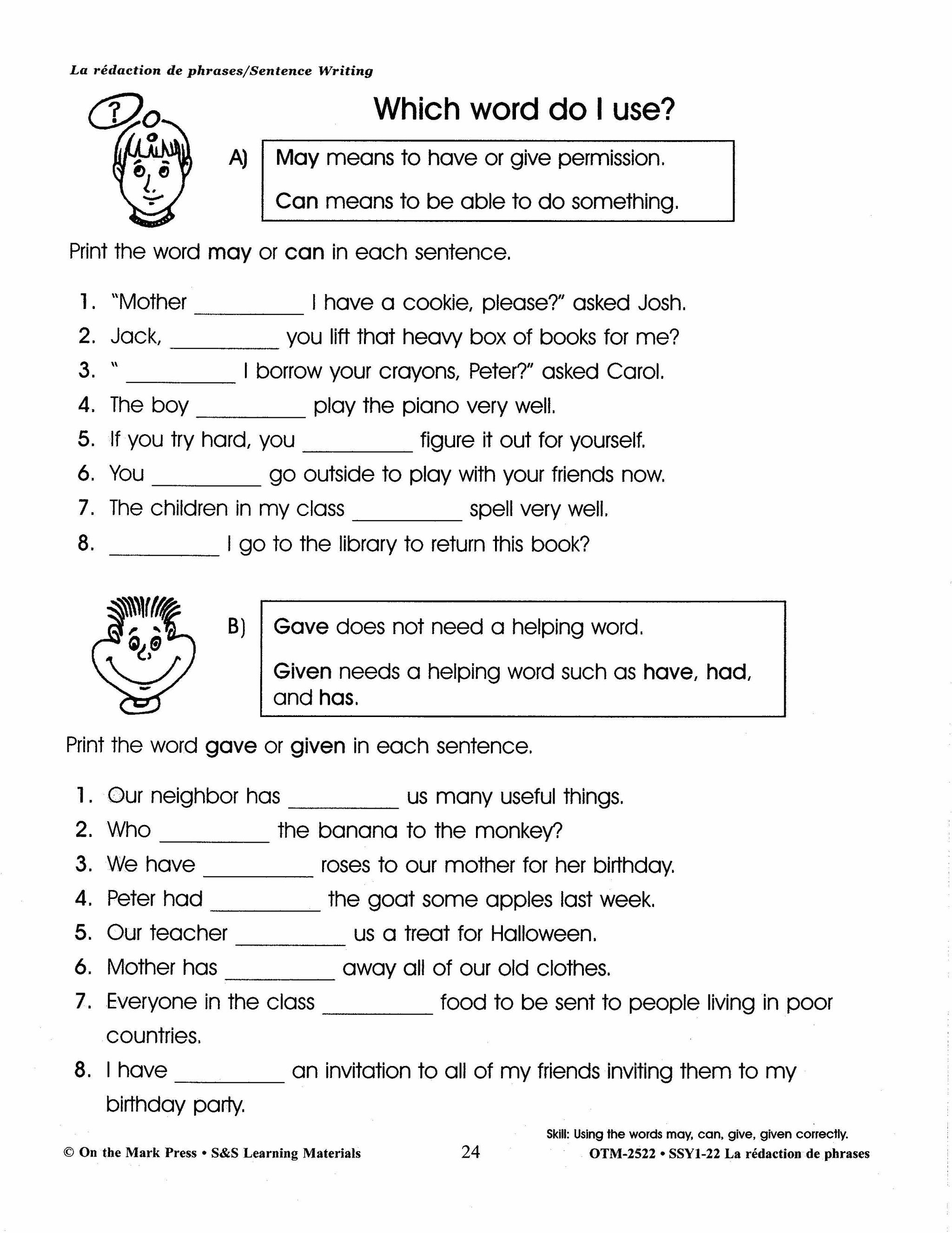 La rédaction de textes/Sentence Writing: A French and English Workbook Grades 1-3/1e à 3e année
