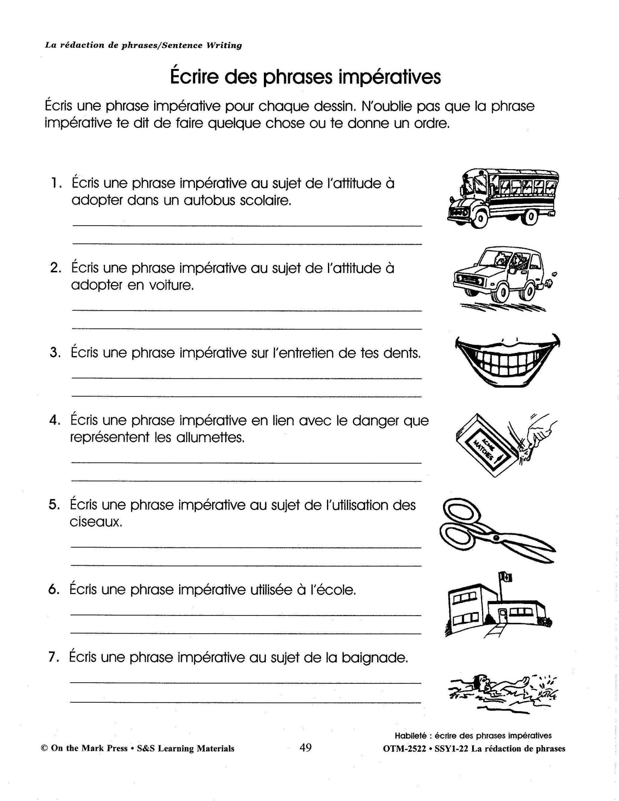 La rédaction de textes/Sentence Writing: A French and English Workbook Grades 1-3/1e à 3e année