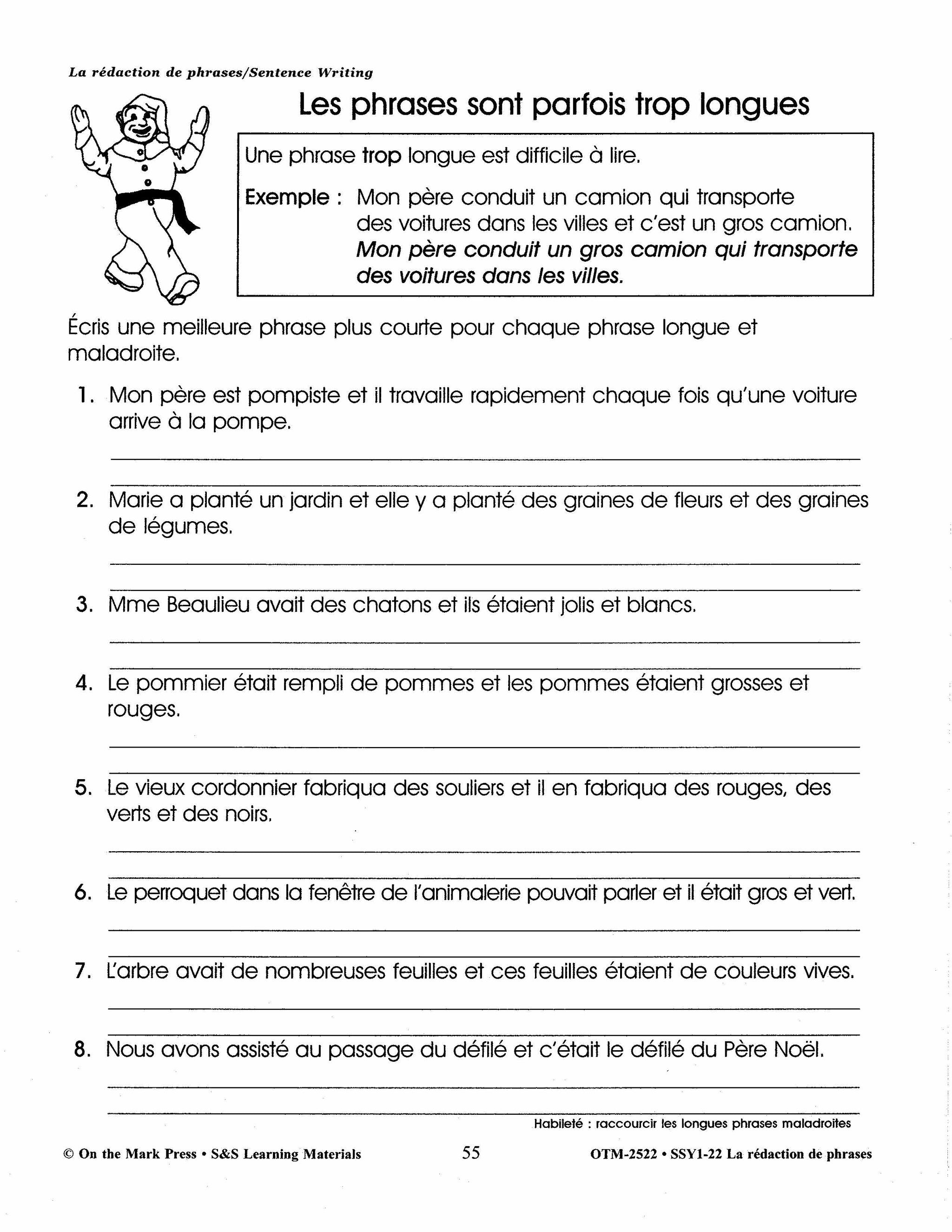 La rédaction de textes/Sentence Writing: A French and English Workbook Grades 1-3/1e à 3e année