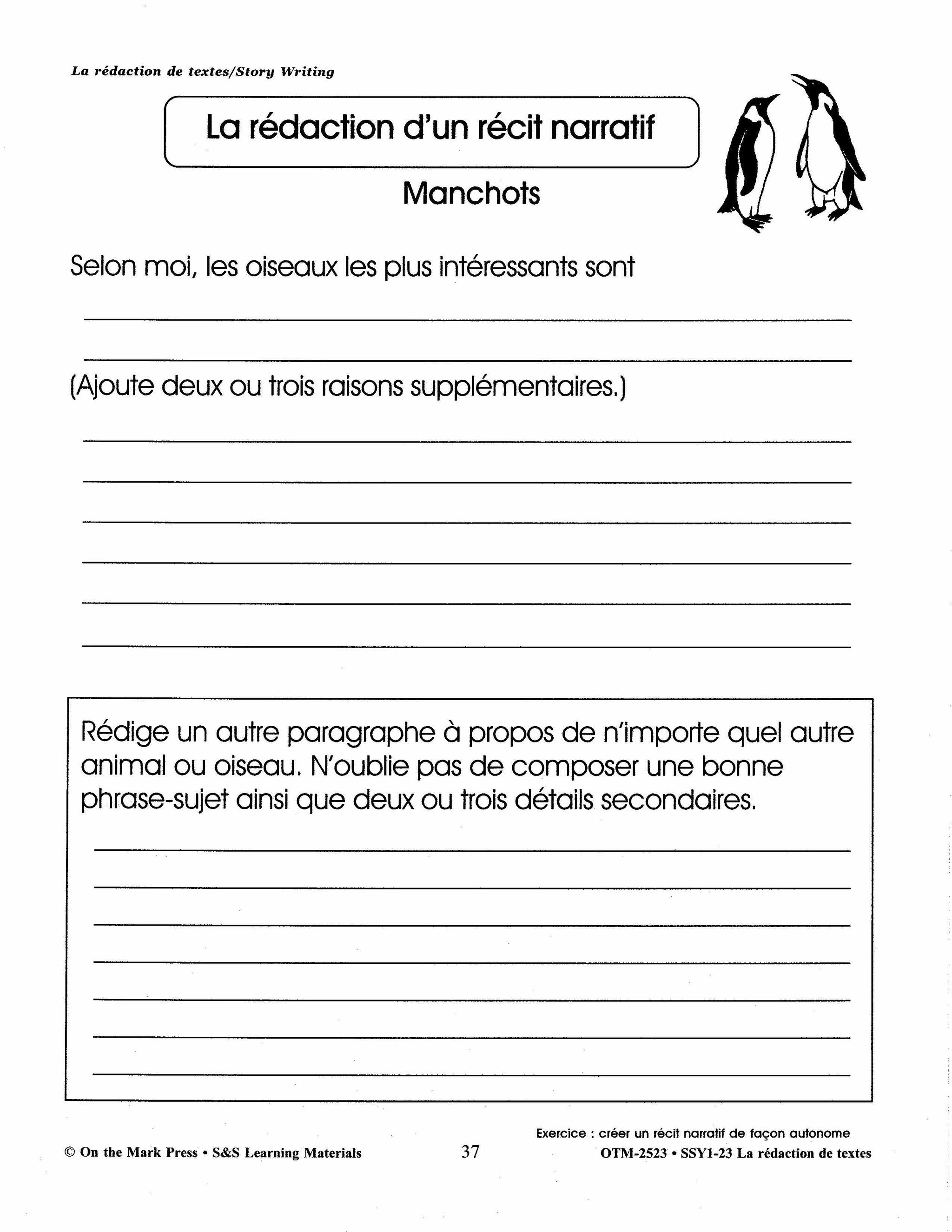 La rédaction de textes/Story Writing: A French and English Workbook 1e à 3e année