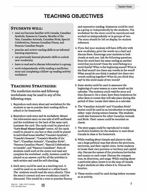 April in Canada Reading Lesson Grades 1-2