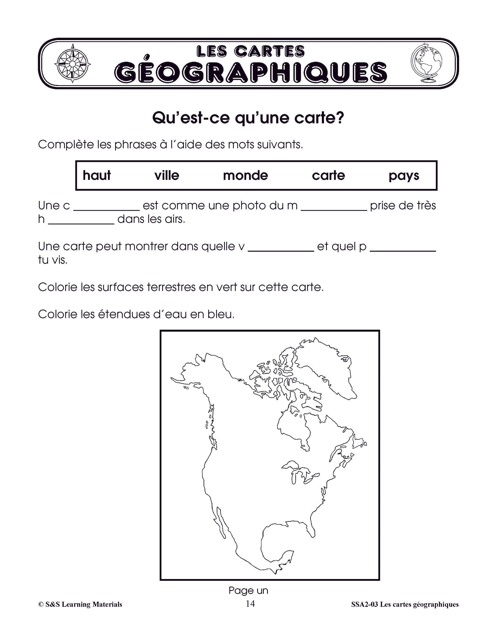 Les cartes géographiques 1e à 3e année