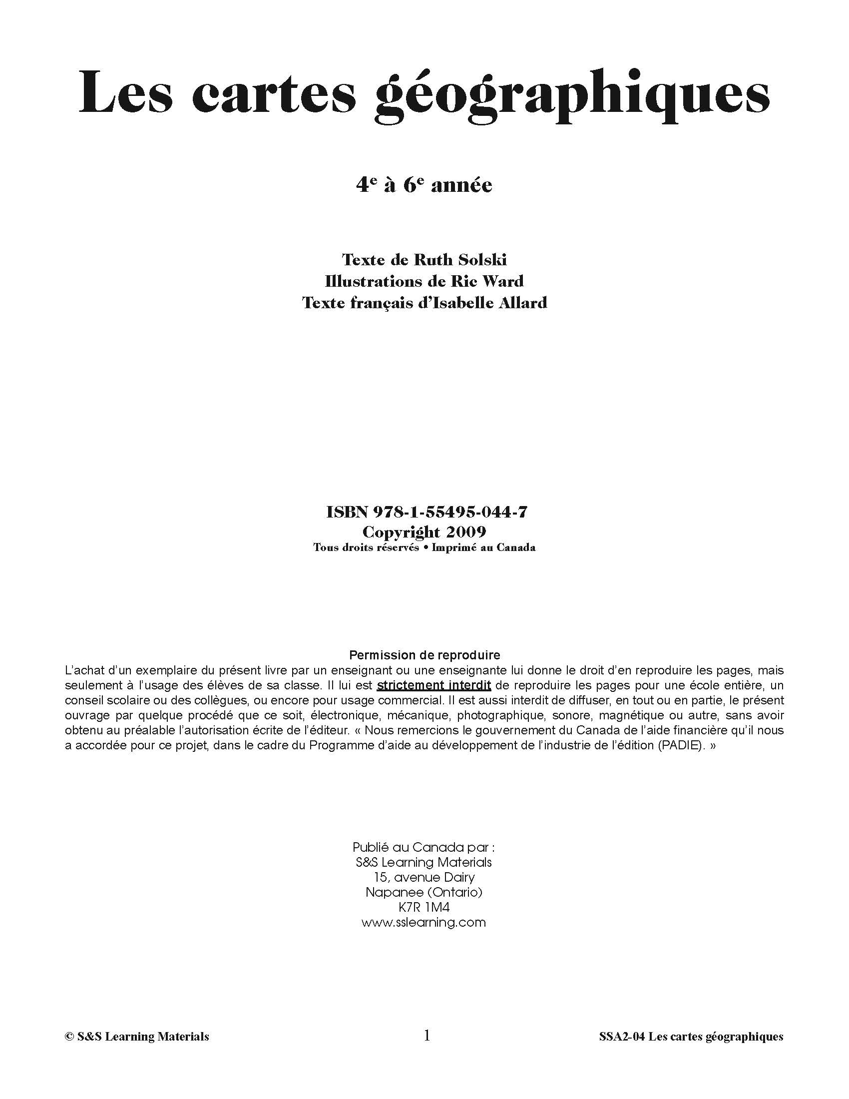 Les cartes géographiques 4e à 6e année