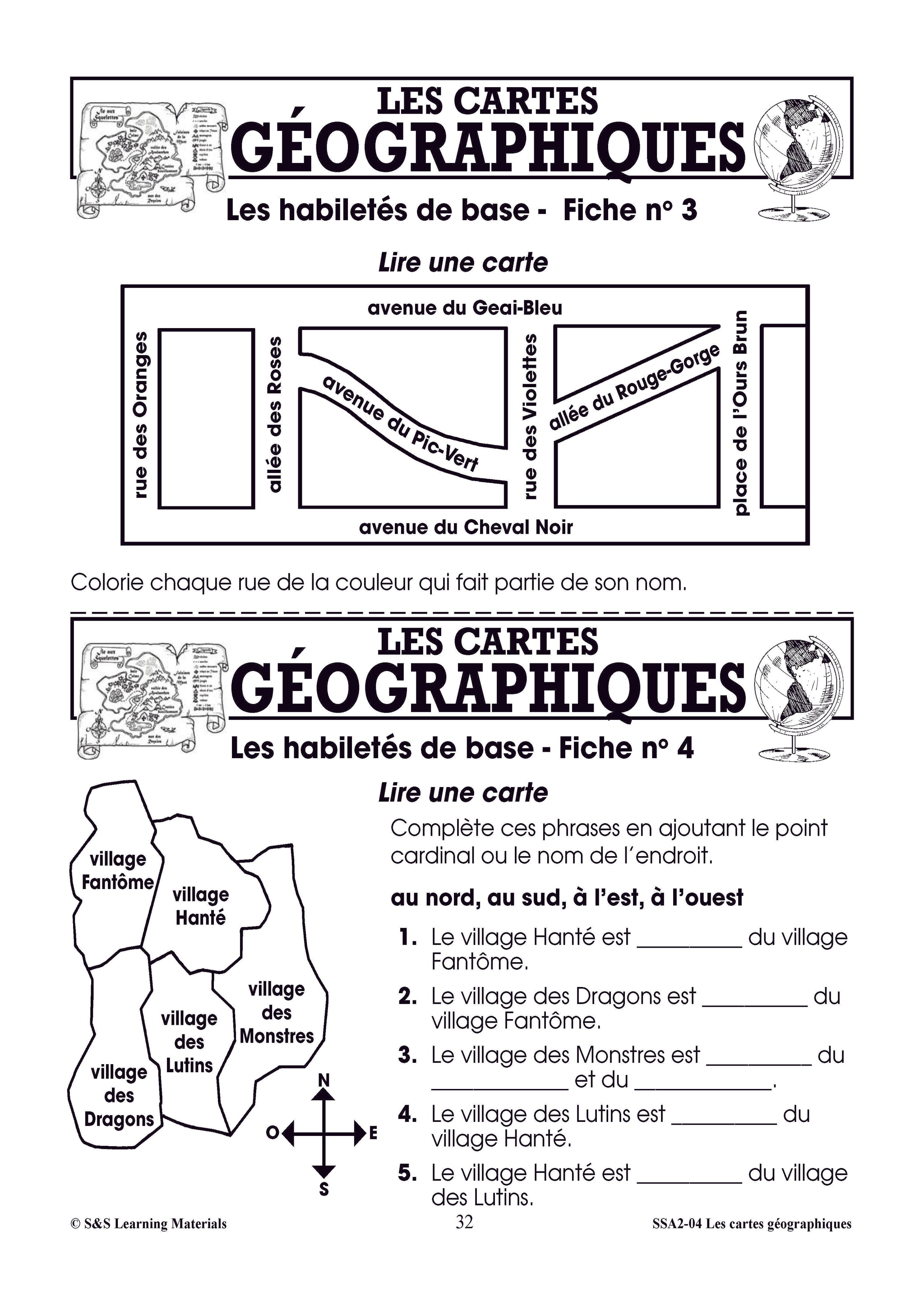 Les cartes géographiques 4e à 6e année