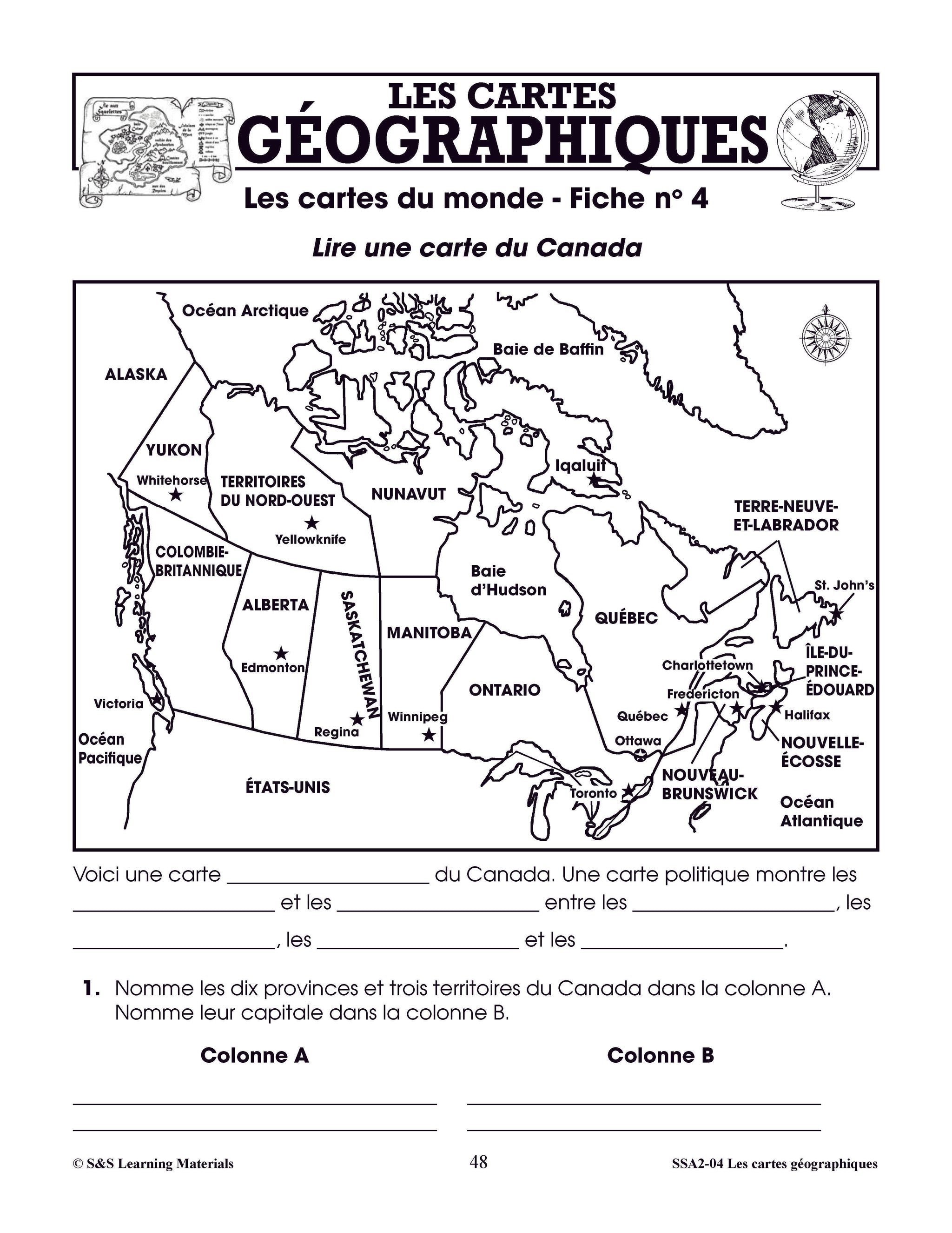 Les cartes géographiques 4e à 6e année