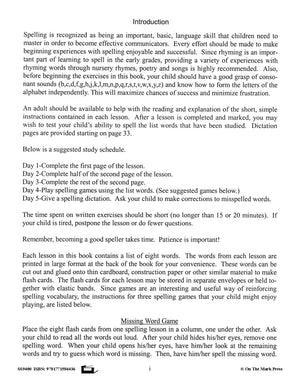 Spelling Grades 1/2 Workbook - Canadian Spelling Lessons/Worksheets