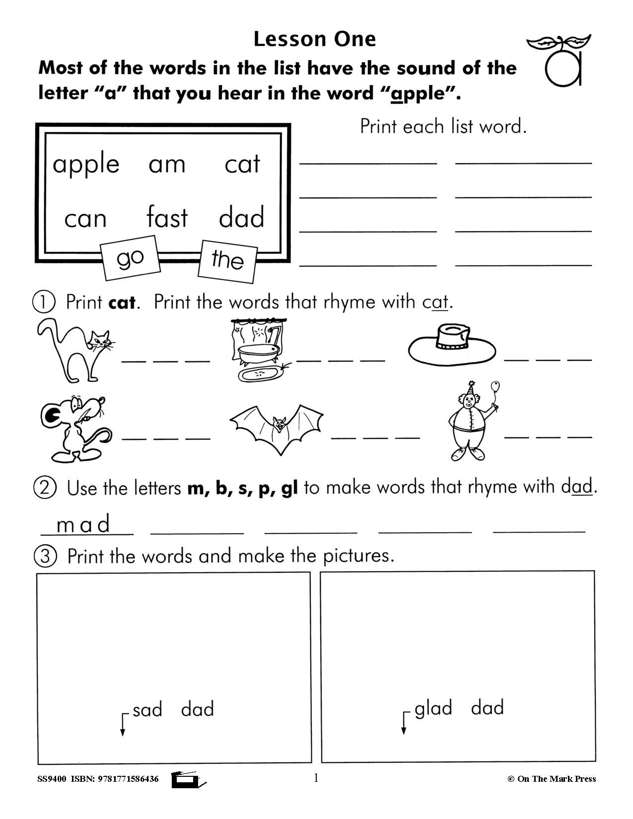 Spelling Grades 1/2 Workbook - Canadian Spelling Lessons/Worksheets