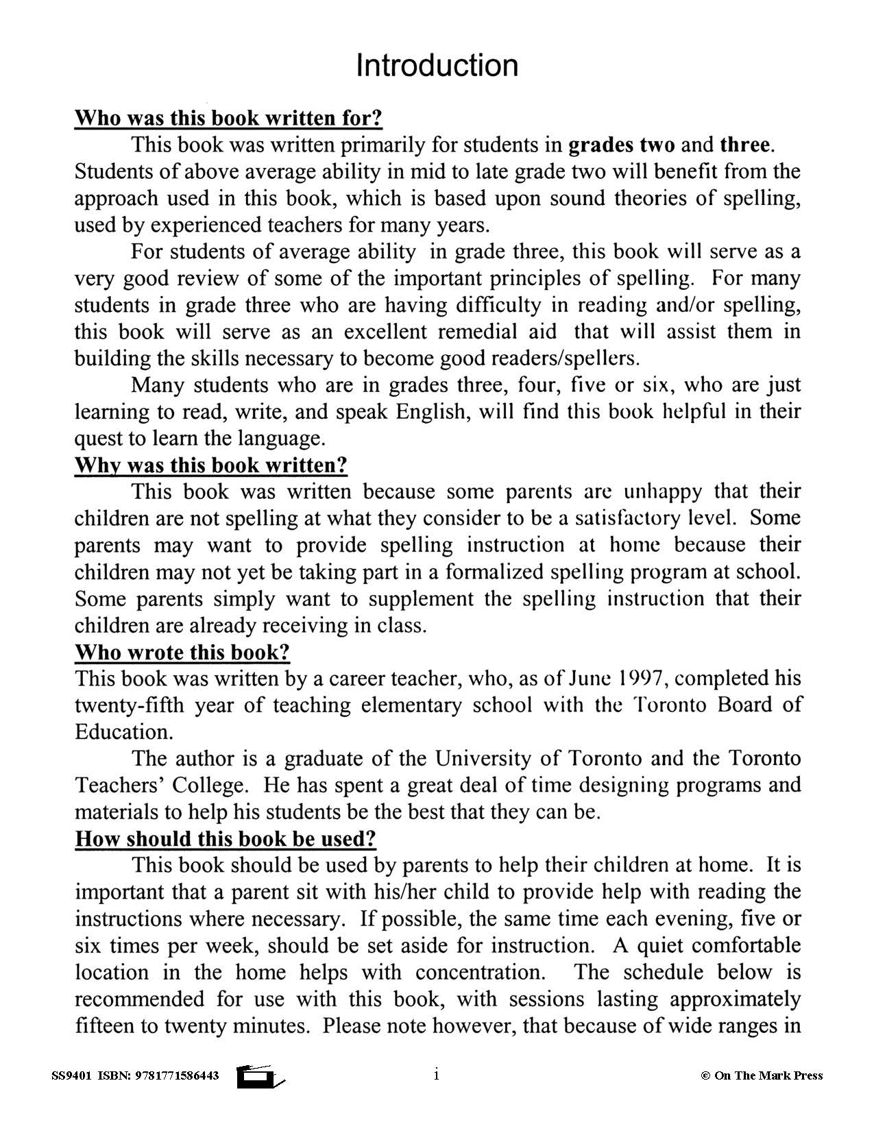 Spelling Grades 2/3 Workbook - Canadian Spelling Lessons/Worksheets