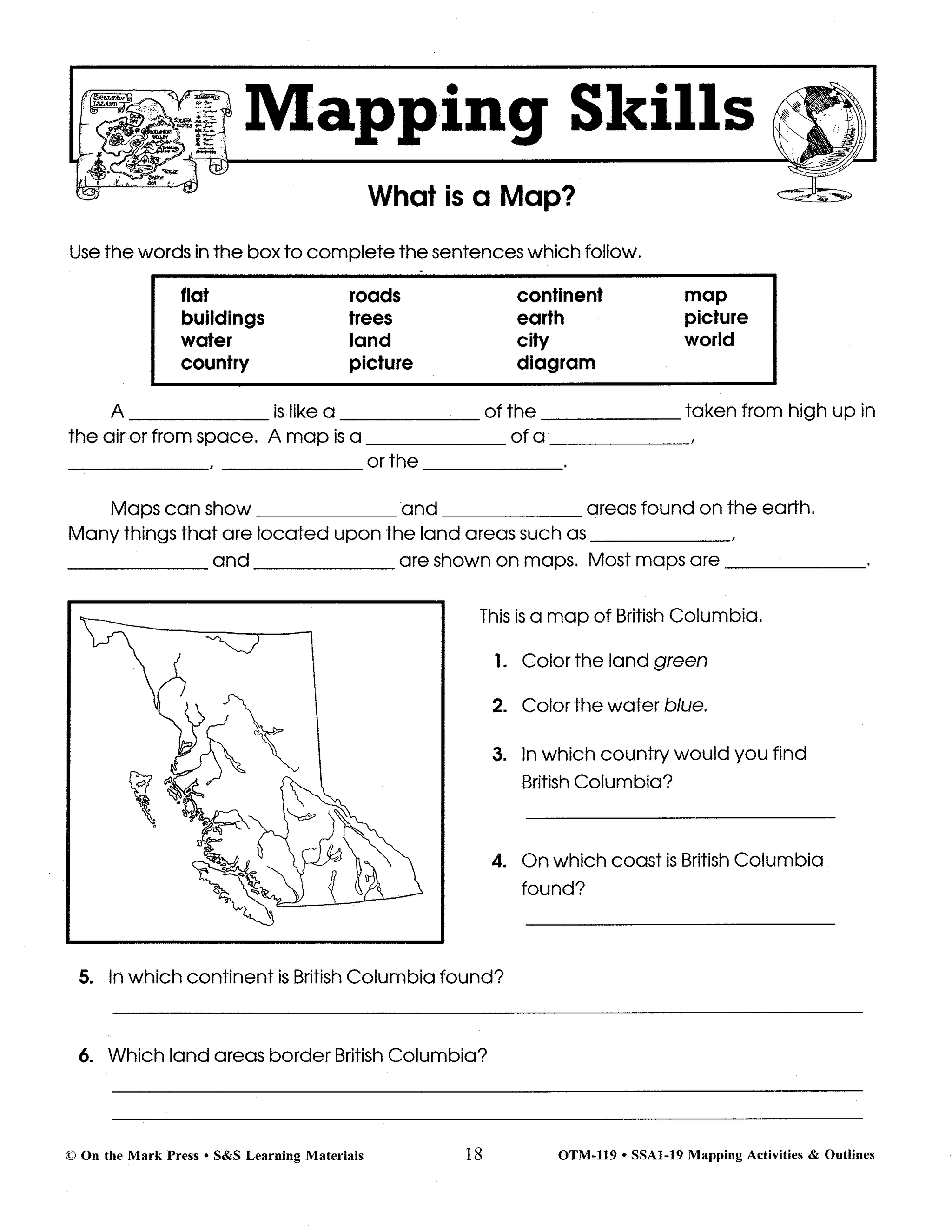 Mapping Skills: Activities & Outlines Grades 4-8