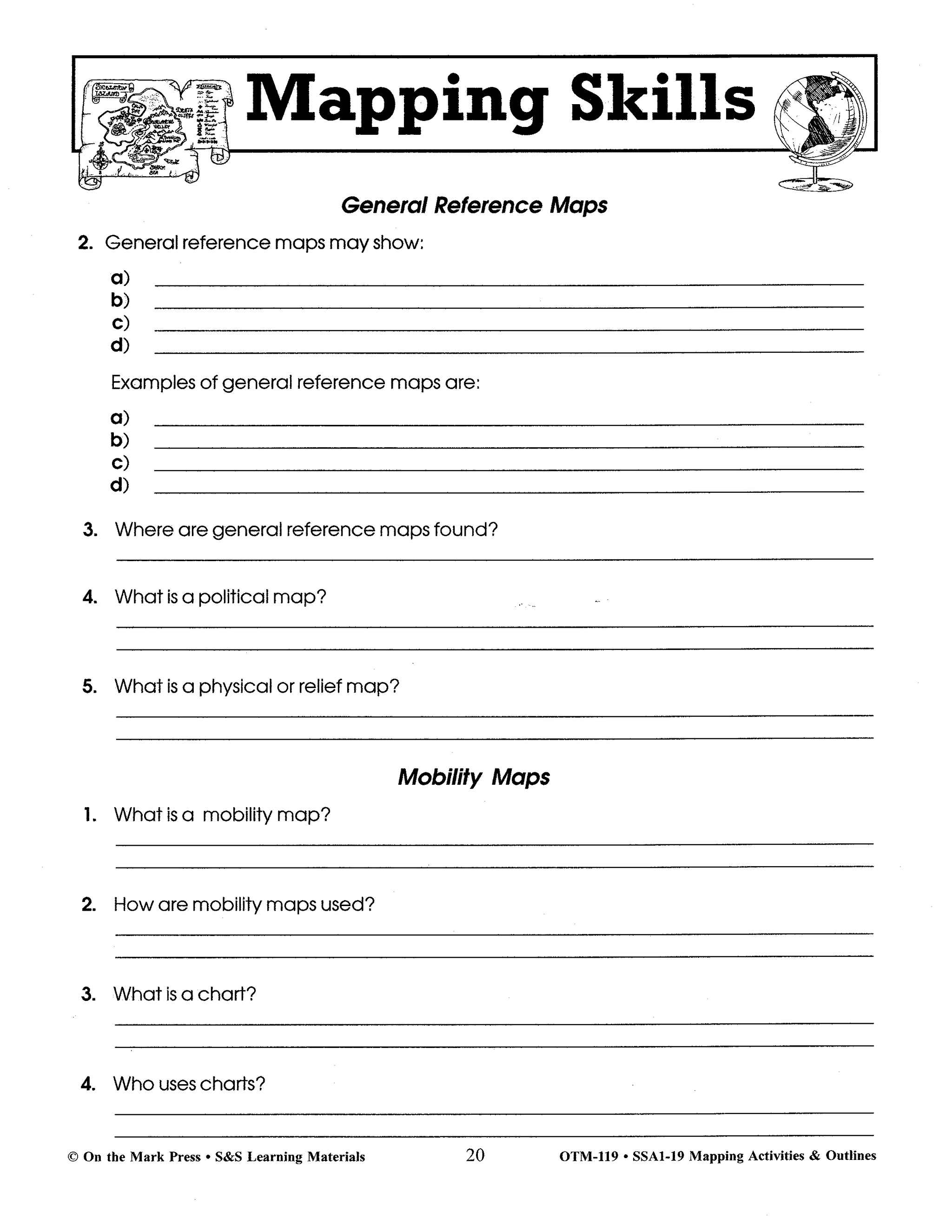 Mapping Skills: Activities & Outlines Grades 4-8
