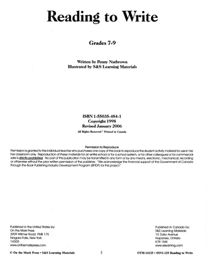 How to Teach Writing Through Reading the Classics Grades 7-8