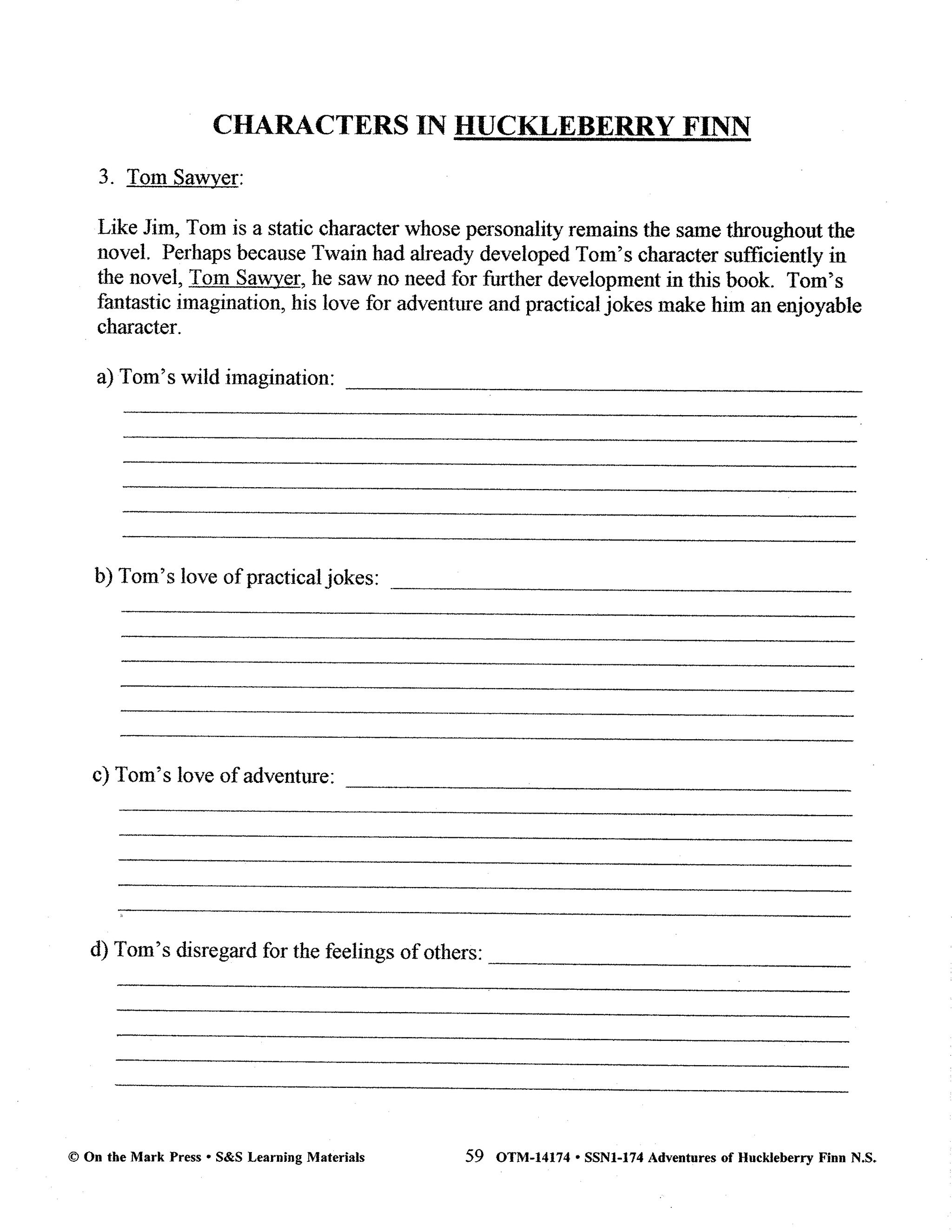 Adventures of Huckleberry Finn, by Mark Twain Lit Link Grades 7-8