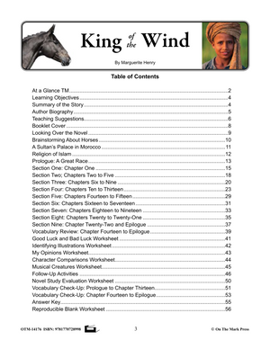King of the Wind, by Marguerite Henry Lit Link/Novel Study Grades 4-6
